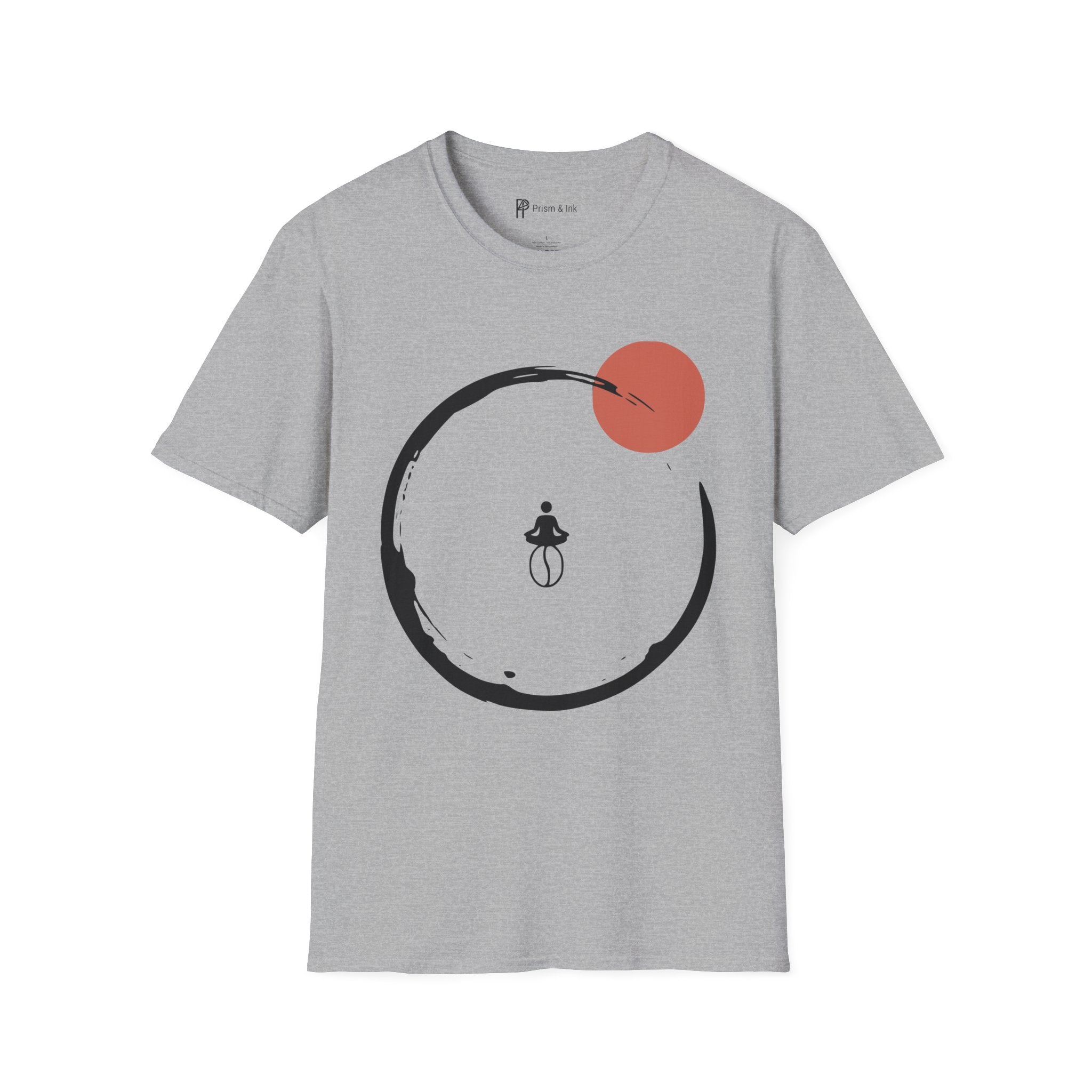 Caffeine Zen T-Shirt — Enso Circle and Meditating Coffee Bean