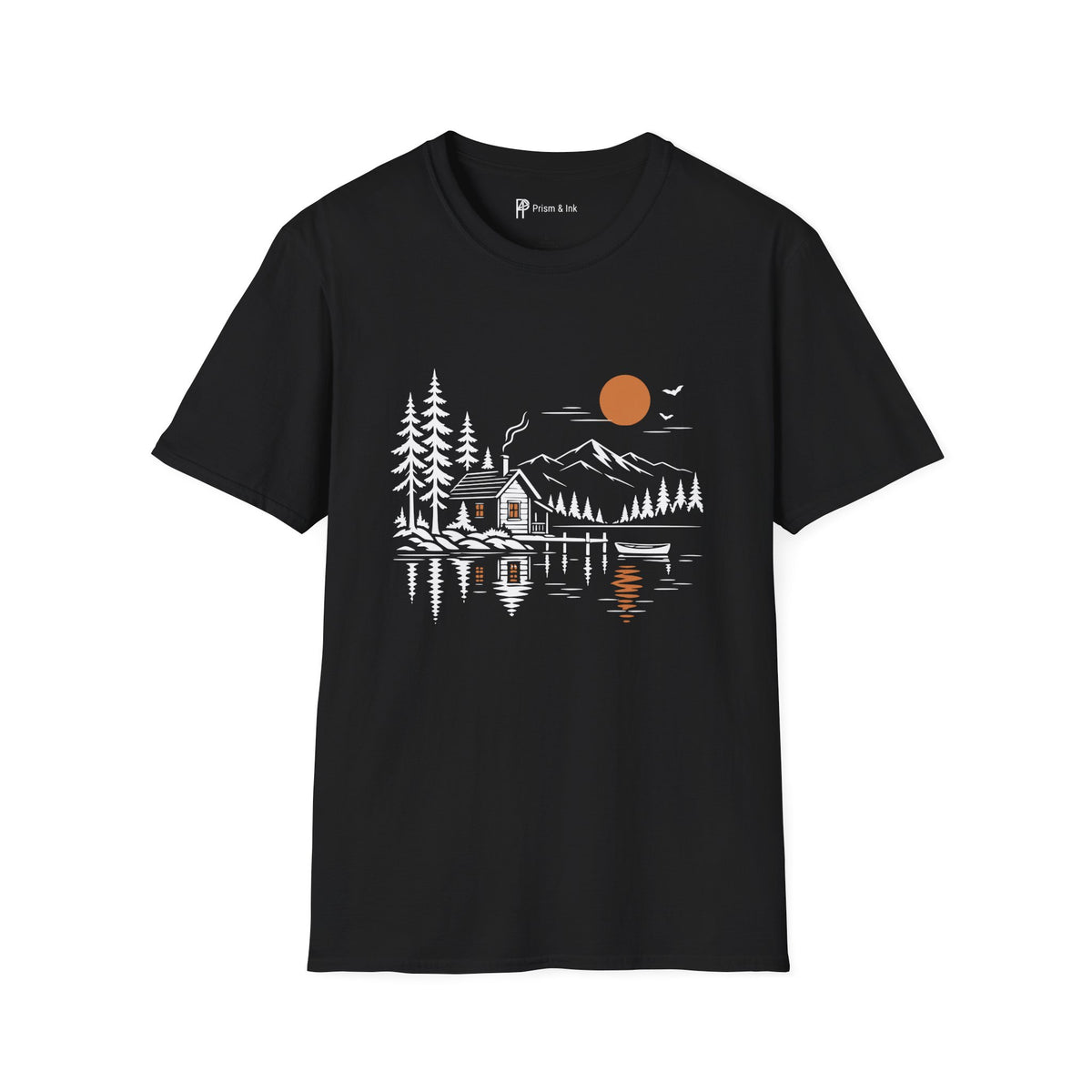 Quiet Cabin Lake Sunset Mountain T-Shirt