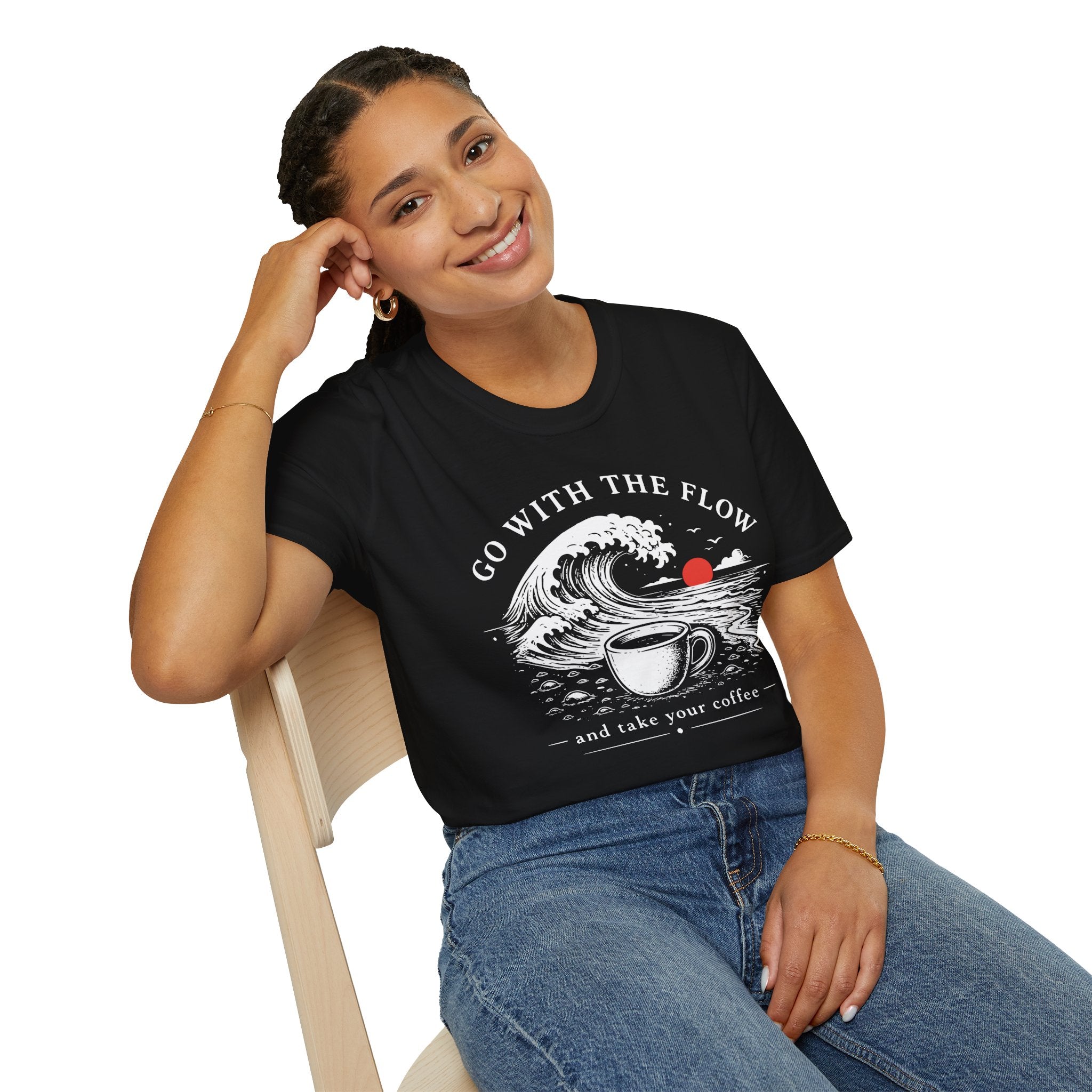 Go With The Flow Great Wave Coffee T-Shirt