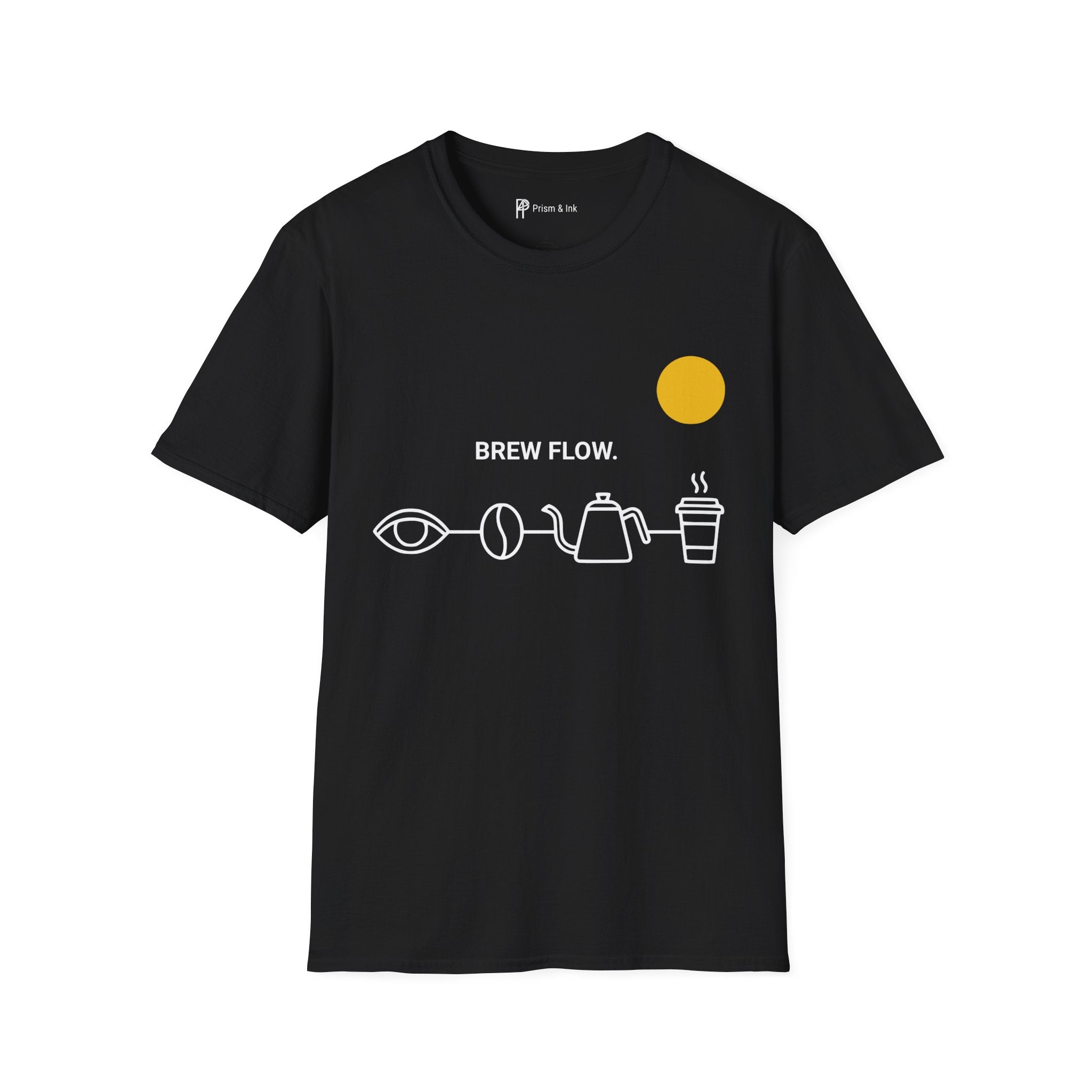 Brew Flow T-Shirt — Minimalist Coffee Process & Ritual Icons