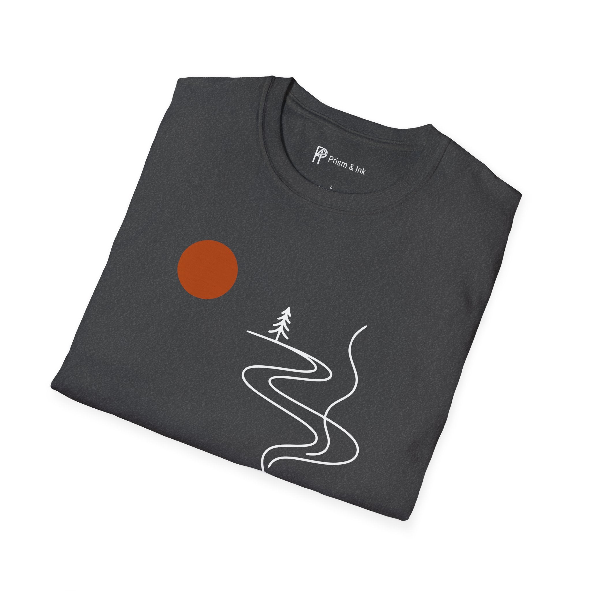 Escape in a Cup T-Shirt — Takeaway Coffee Steam and Mountain Path