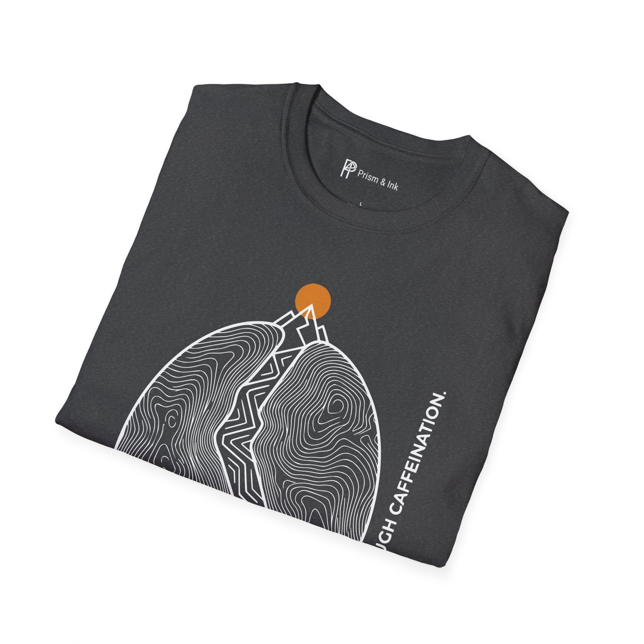 Caffeination Elevation T-Shirt — Topographic Bean and Mountain Peak
