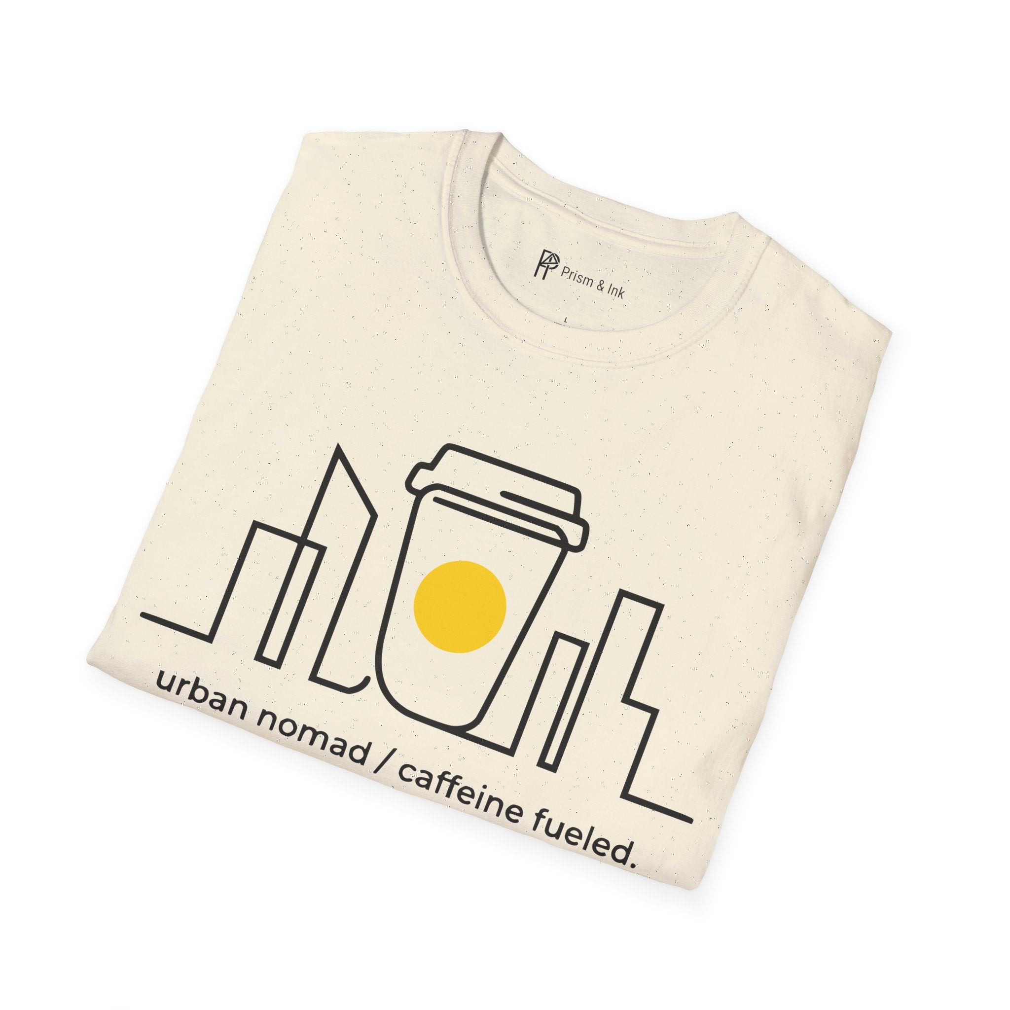 Urban Nomad T-Shirt — City Skyline and Caffeine Fuel