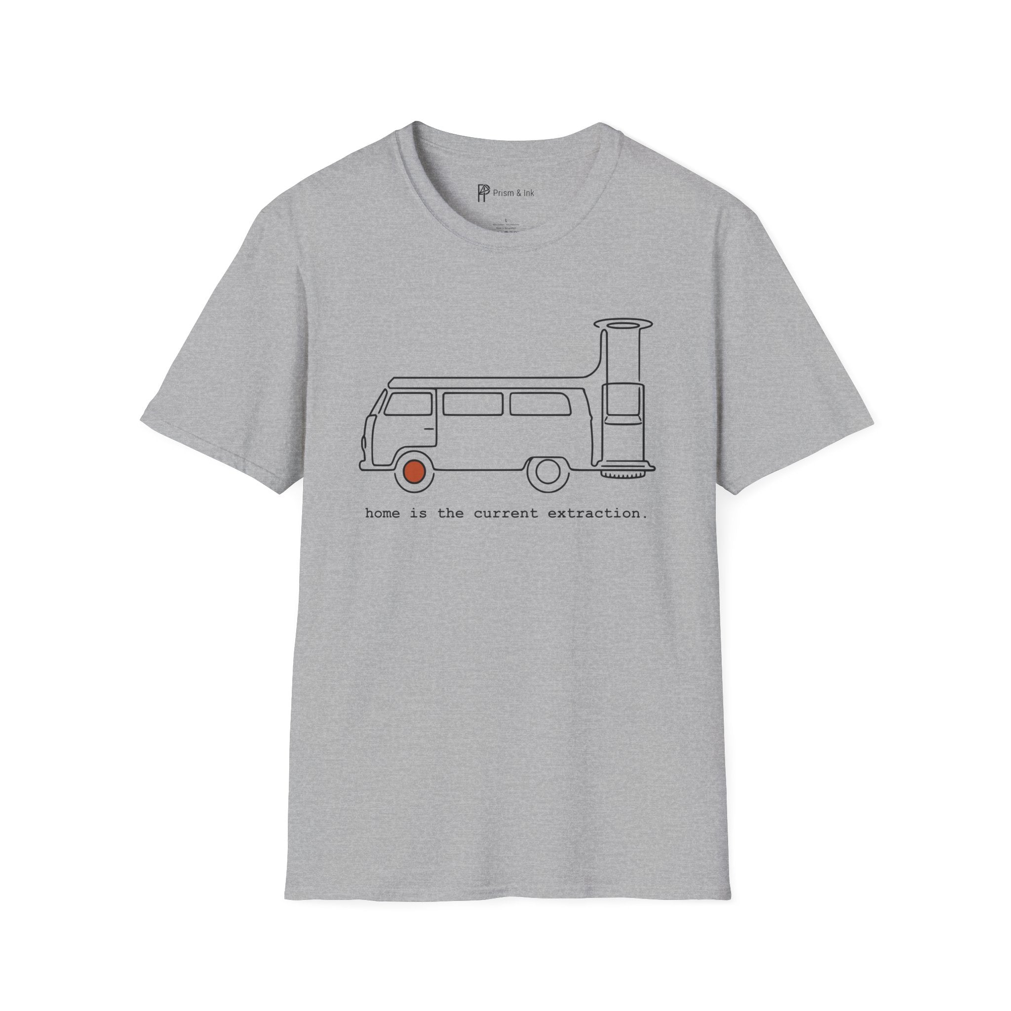Van Life Exploration T-Shirt — Minimalist Camper & AeroPress "Anywhere" Art