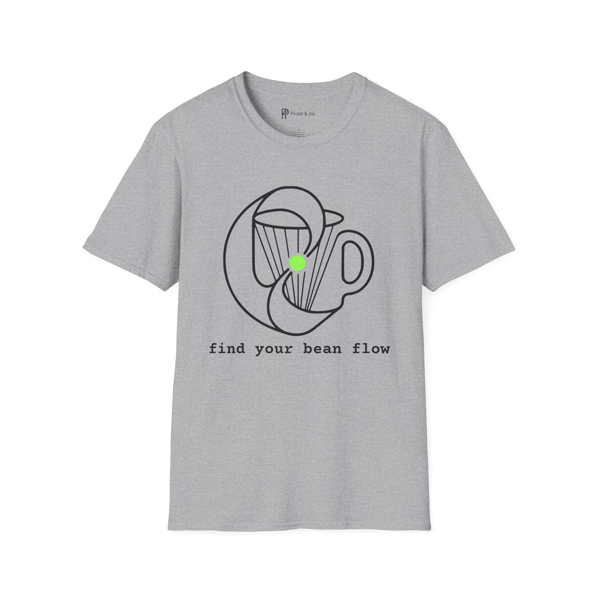 Find Your Bean Flow T-Shirt — Minimalist Coffee Ritual & Bio-Rhythm Line Art