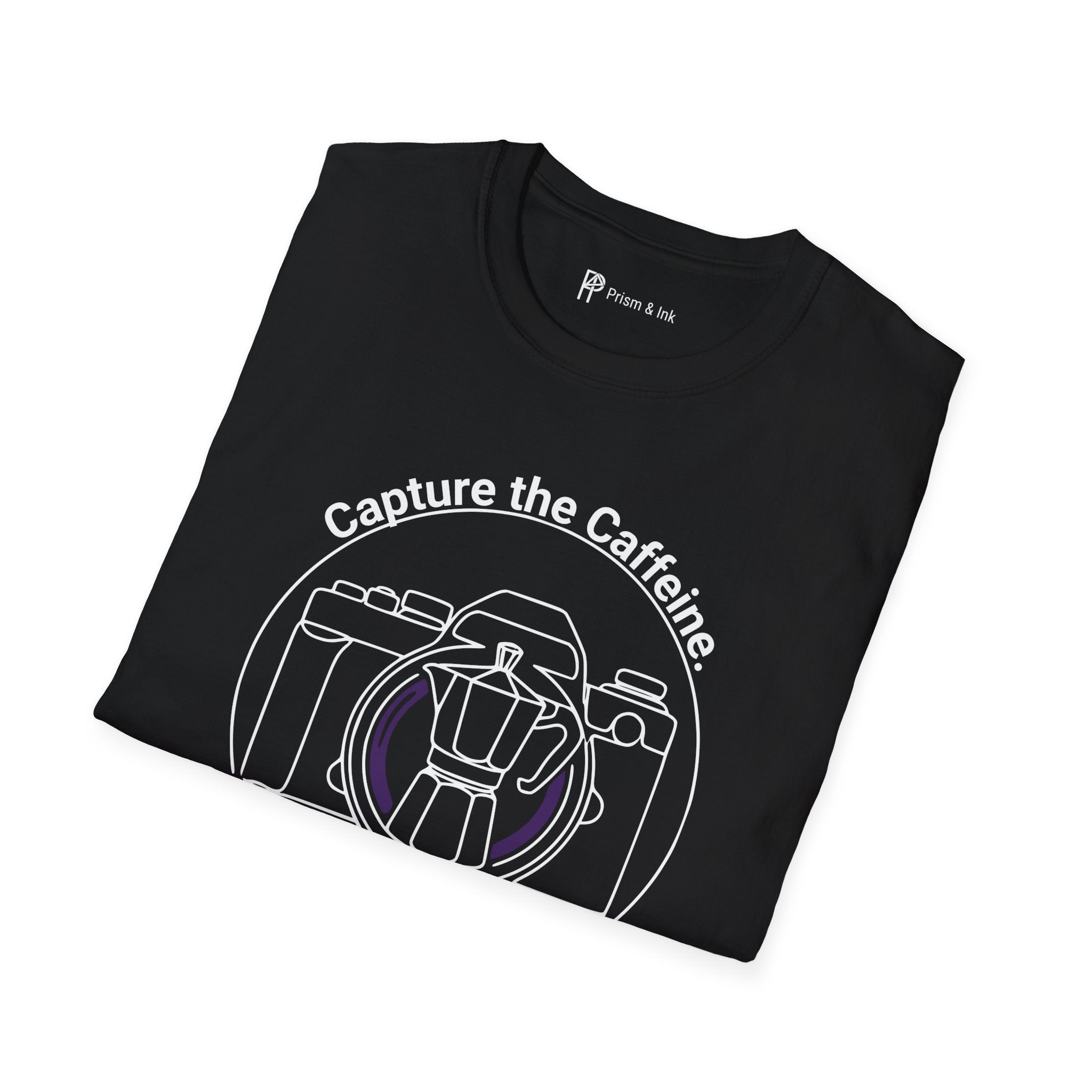 Capture the Caffeine Camera & Moka Pot T-Shirt