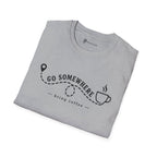 Go Somewhere Map Pin Path Coffee Travel T-Shirt