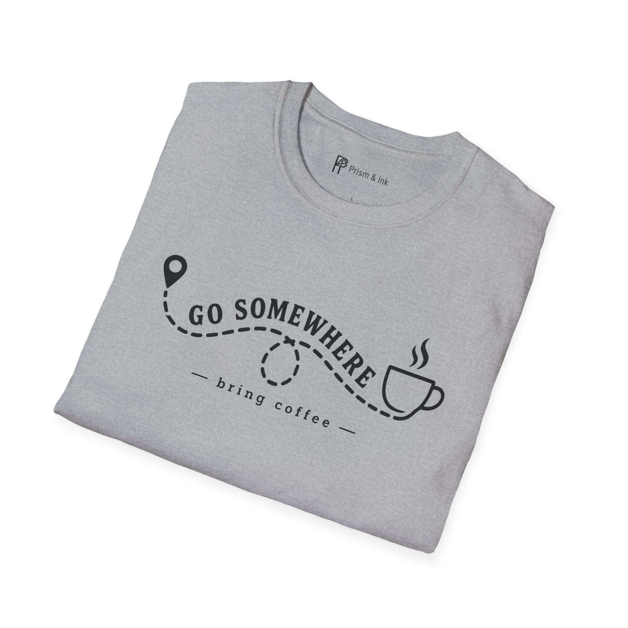 Go Somewhere Map Pin Path Coffee Travel T-Shirt