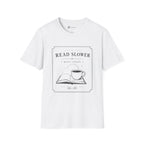 Read Slower Quiet Rituals Coffee Reading T-Shirt