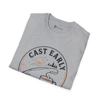 Cast Early Pour Slow Fishing Coffee T-Shirt