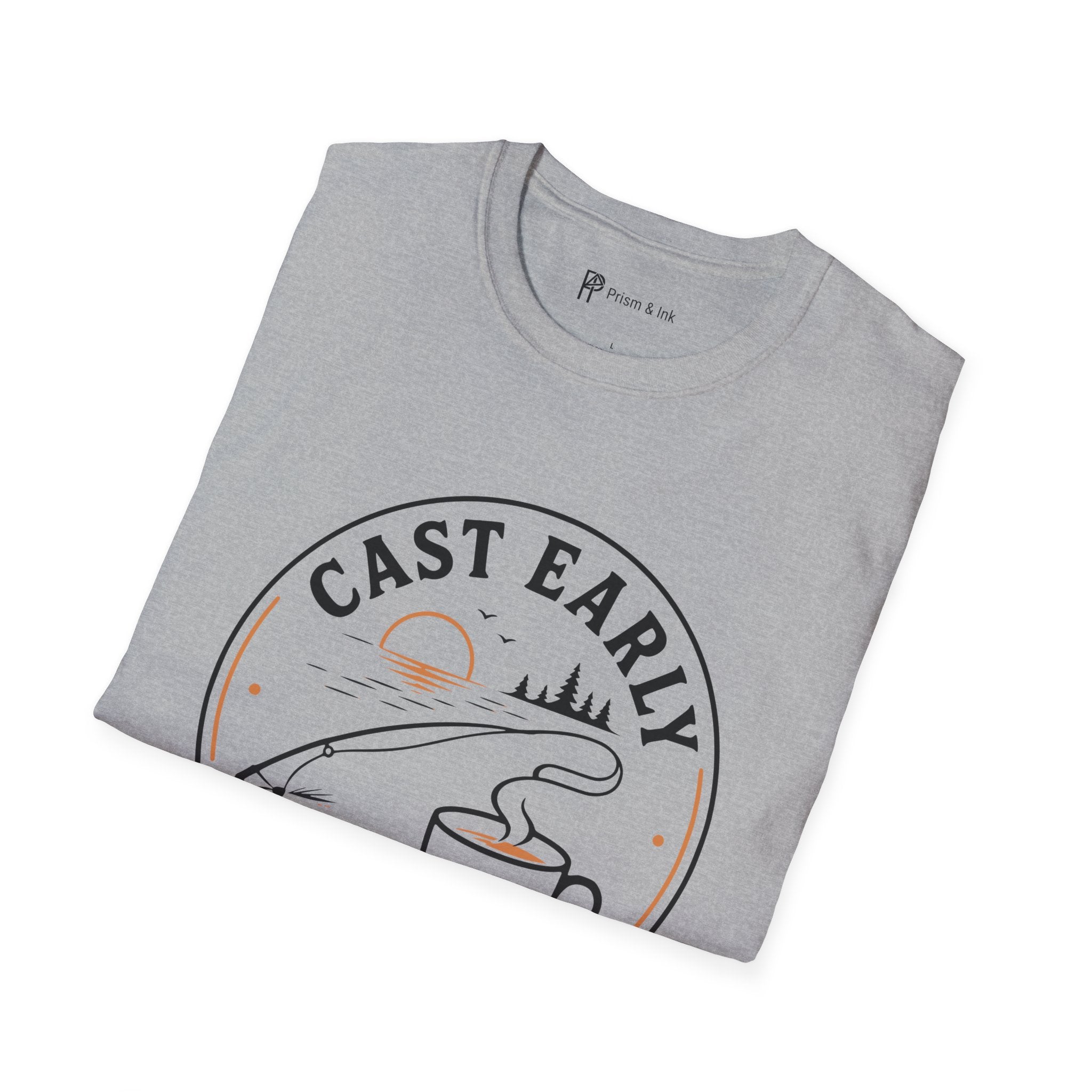 Cast Early Pour Slow Fishing Coffee T-Shirt