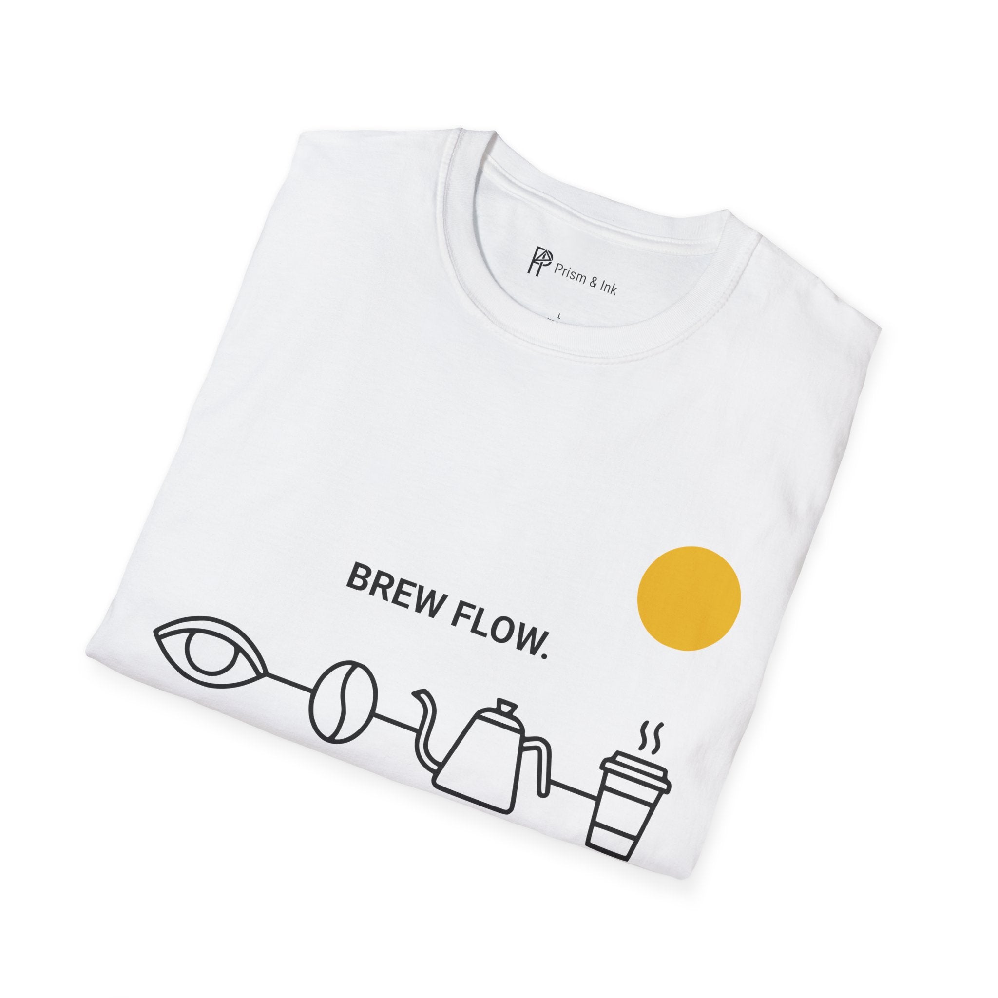 Brew Flow T-Shirt — Minimalist Coffee Process & Ritual Icons