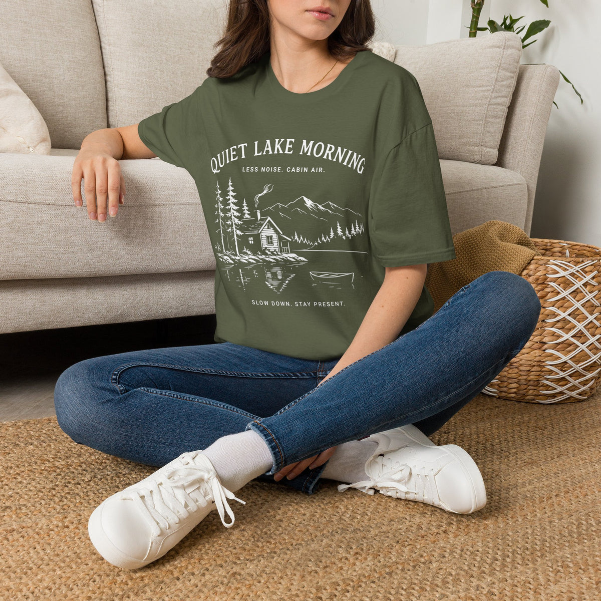 Quiet Lake Morning Cabin T-Shirt