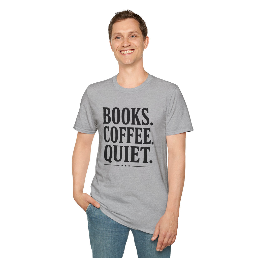 Books Coffee Quiet Minimalist Introvert T-Shirt