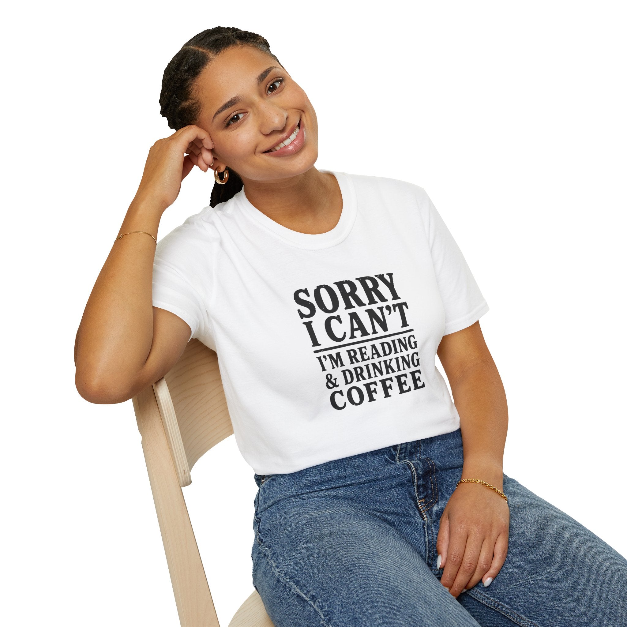 Sorry I Can't Reading and Drinking Coffee Book Lover T-Shirt