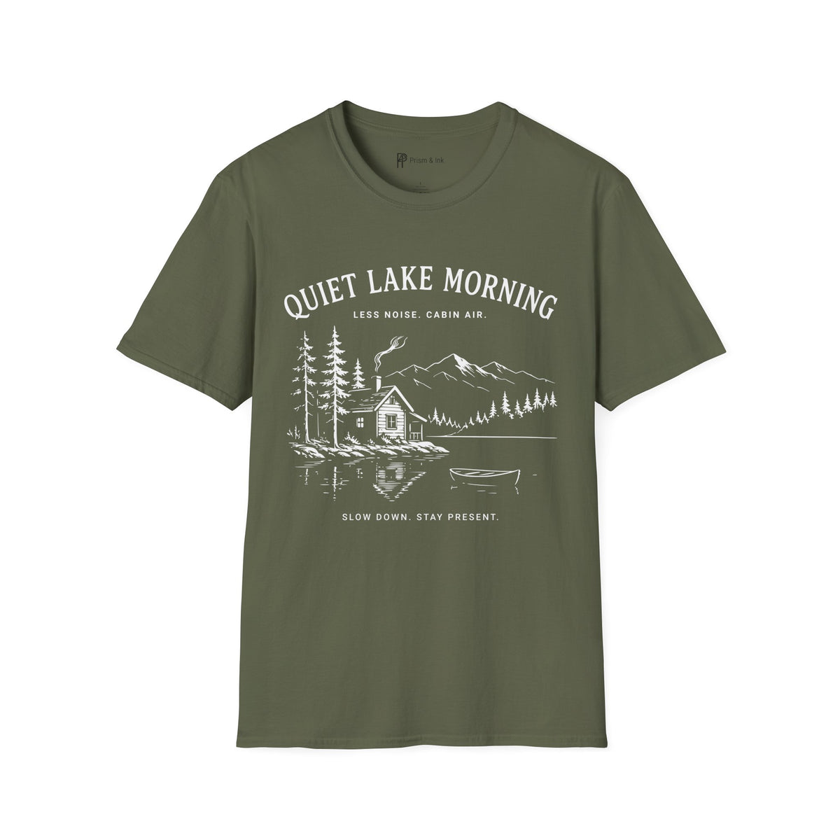 Quiet Lake Morning Cabin T-Shirt