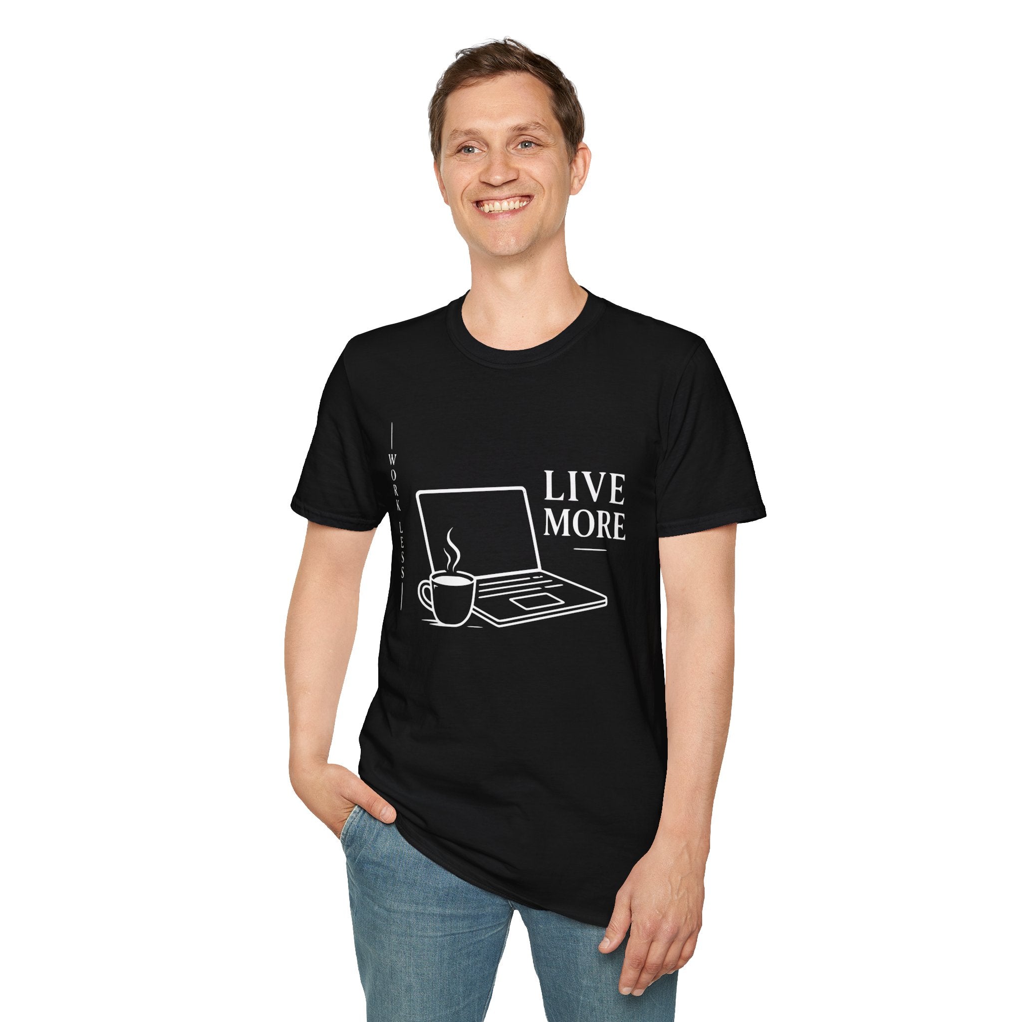 Work Less Live More Laptop T-Shirt