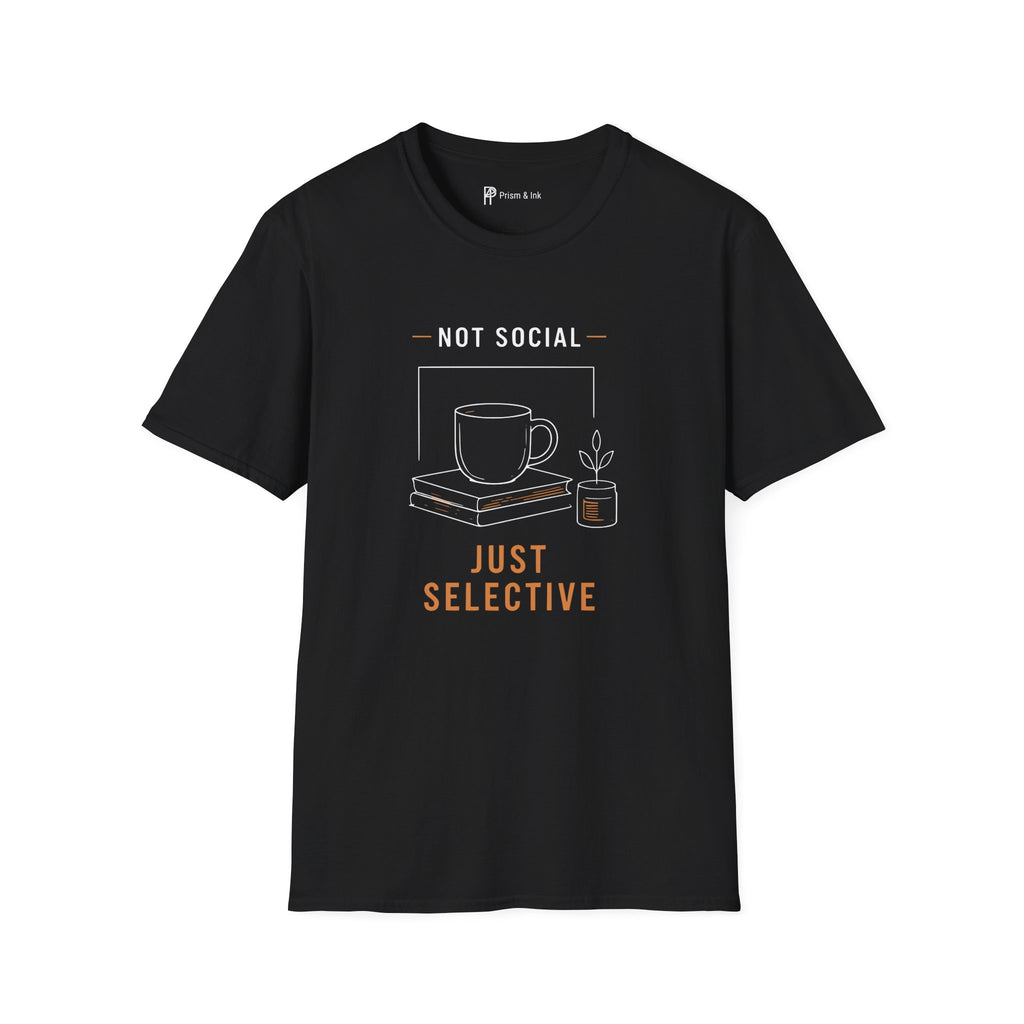 Not Social Just Selective Coffee Reading T-Shirt