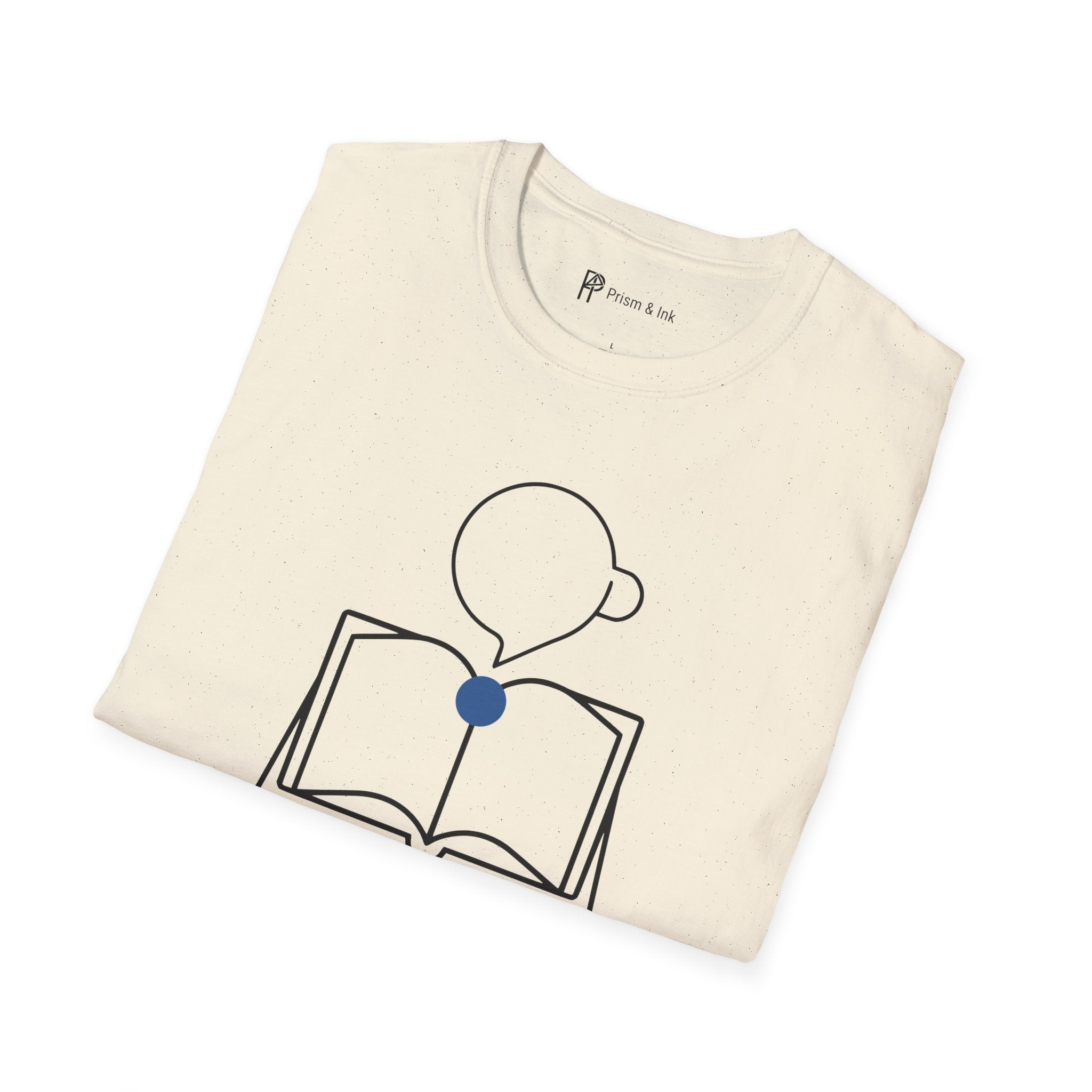 Fluent Thoughts Focused Shots T-Shirt — Minimalist Open Book & Coffee Art