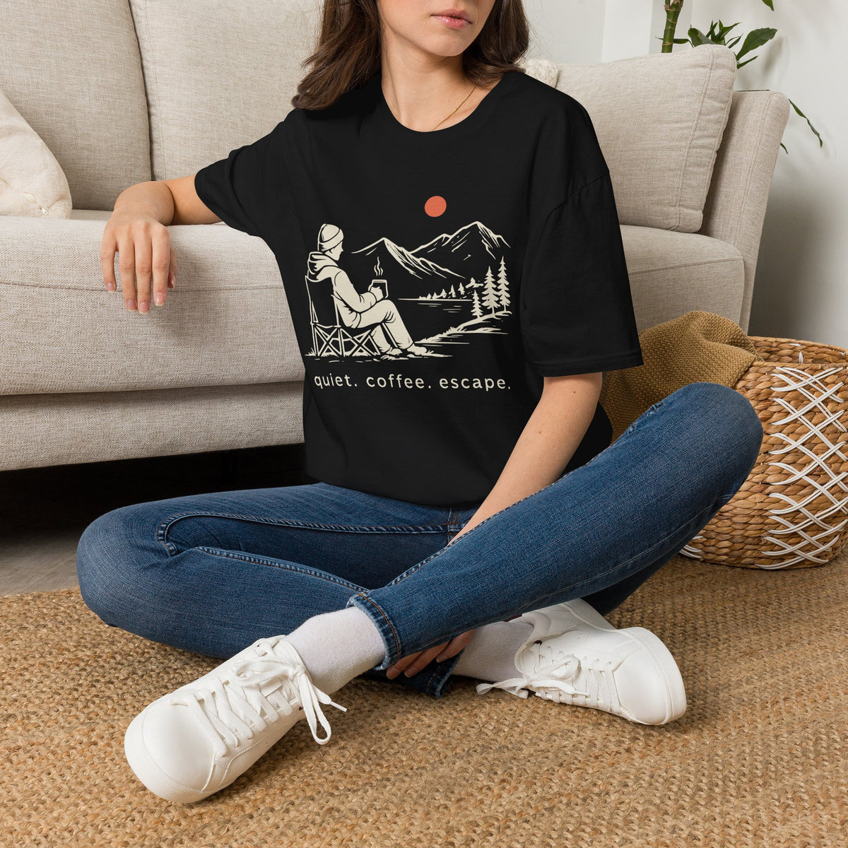 Quiet Coffee Escape Mountain Camping T-Shirt