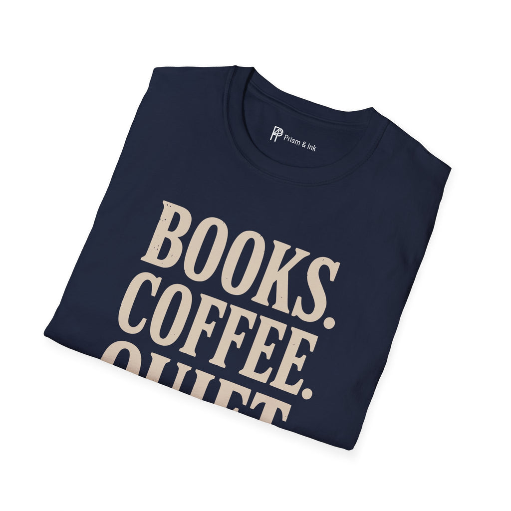 Books Coffee Quiet Minimalist Introvert T-Shirt