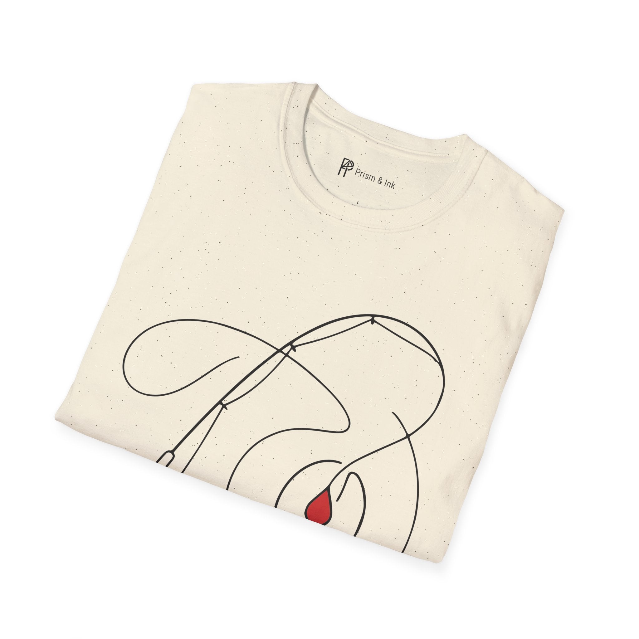 Casting for Caffeine T-Shirt — Minimalist Fly Fishing & Coffee Bean Art