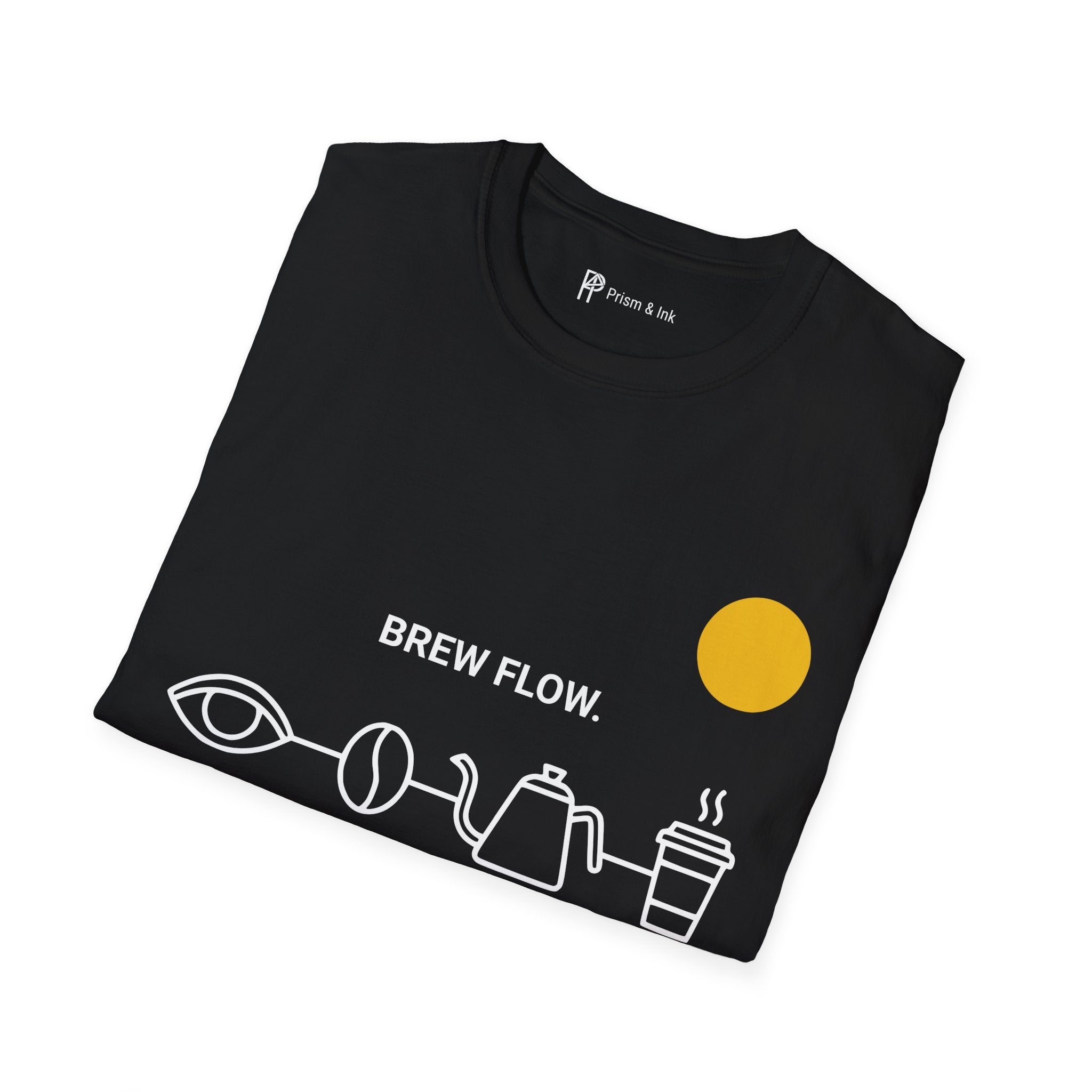 Brew Flow T-Shirt — Minimalist Coffee Process & Ritual Icons