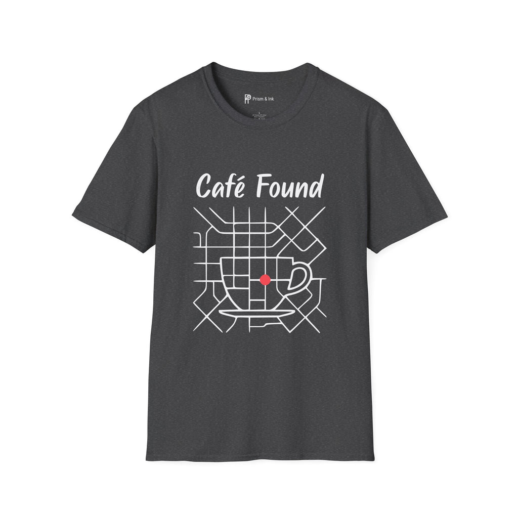 Café Found T-Shirt — Urban Map Grid and Cup Graph