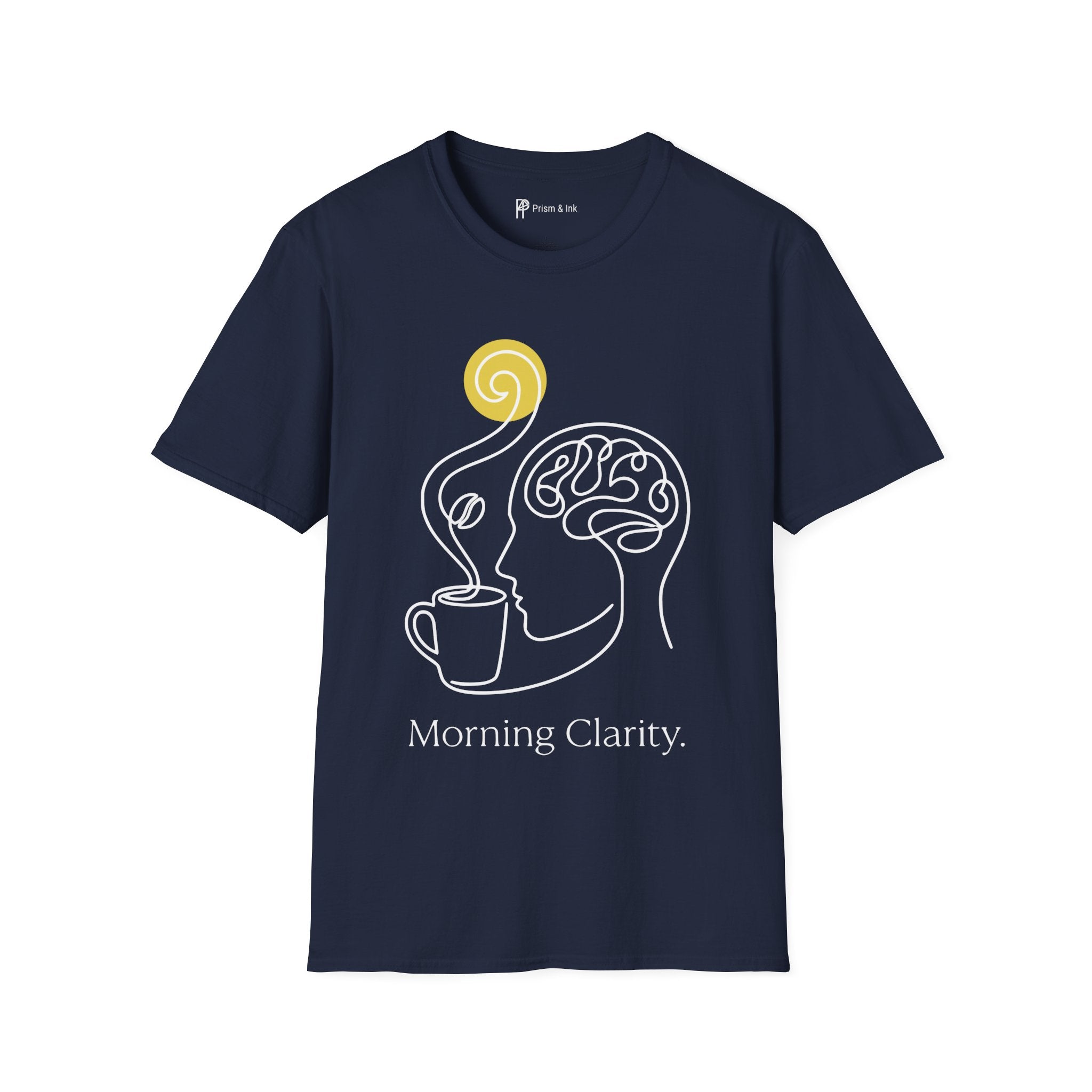Morning Clarity T-Shirt — Minimalist Neural Brew & Brain Line Art