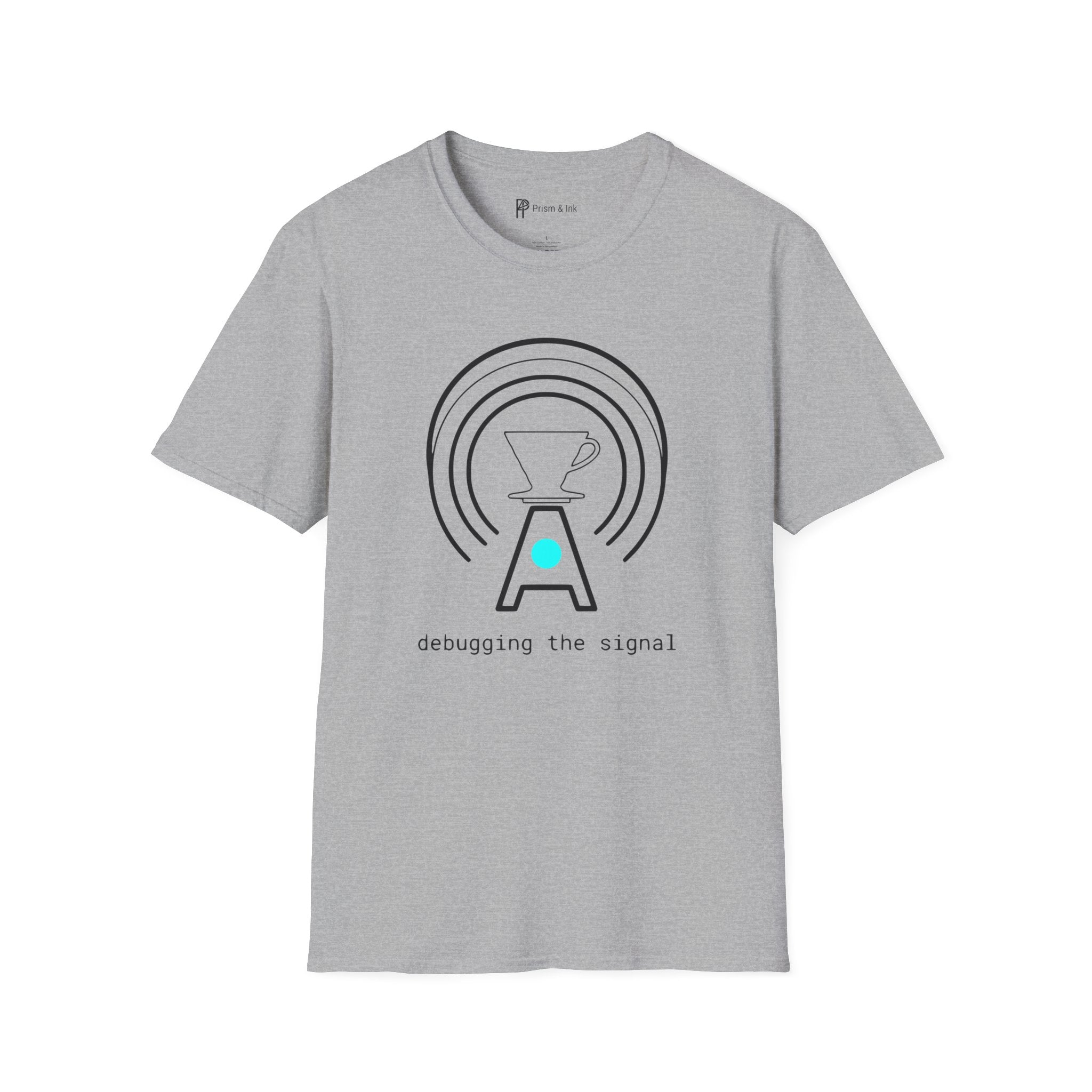 Debugging The Signal T-Shirt — Minimalist Antenna & Coffee Filter Art