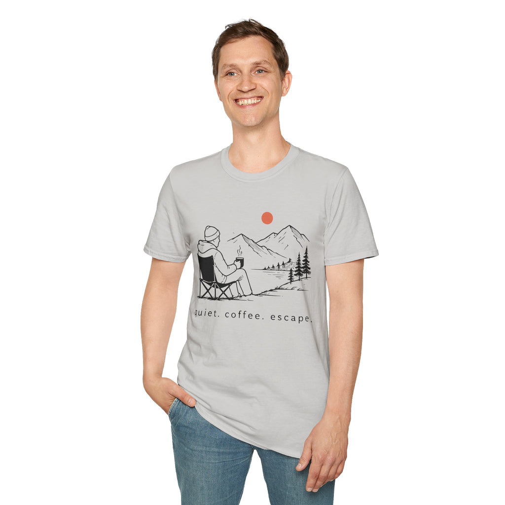 Quiet Coffee Escape Mountain Camping T-Shirt