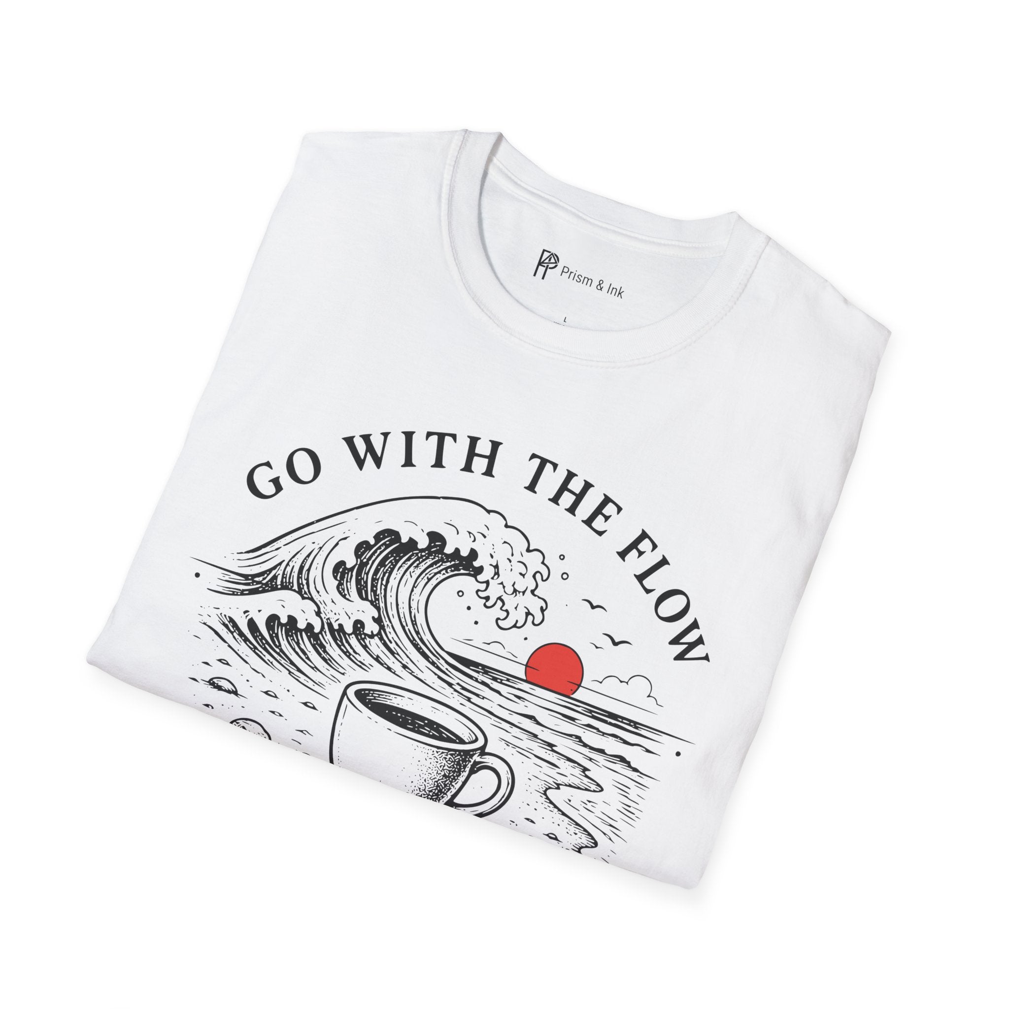 Go With The Flow Great Wave Coffee T-Shirt