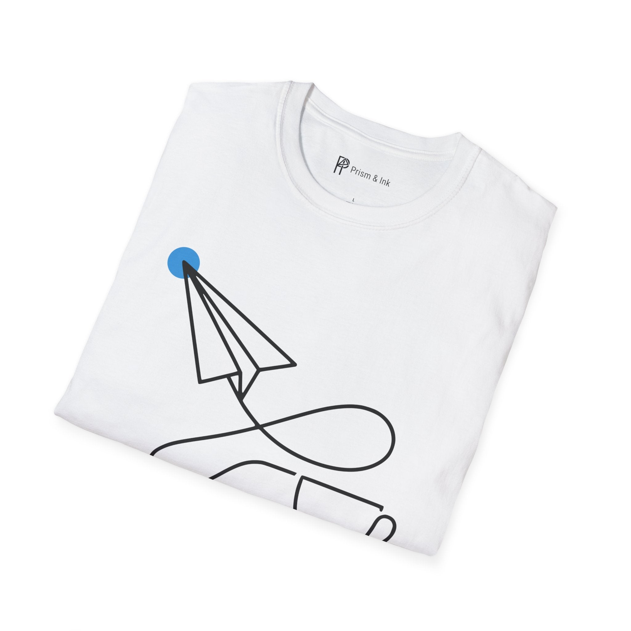 Red-Eye Routing Dark Roast T-Shirt — Minimalist Paper Plane & Coffee Flight Art