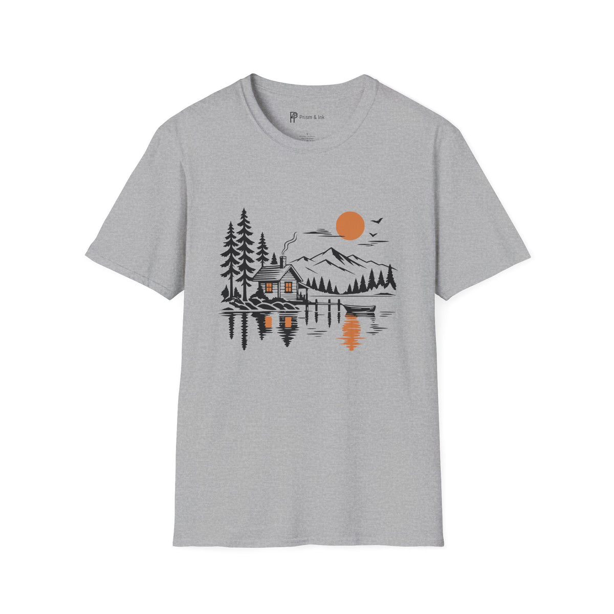 Quiet Cabin Lake Sunset Mountain T-Shirt