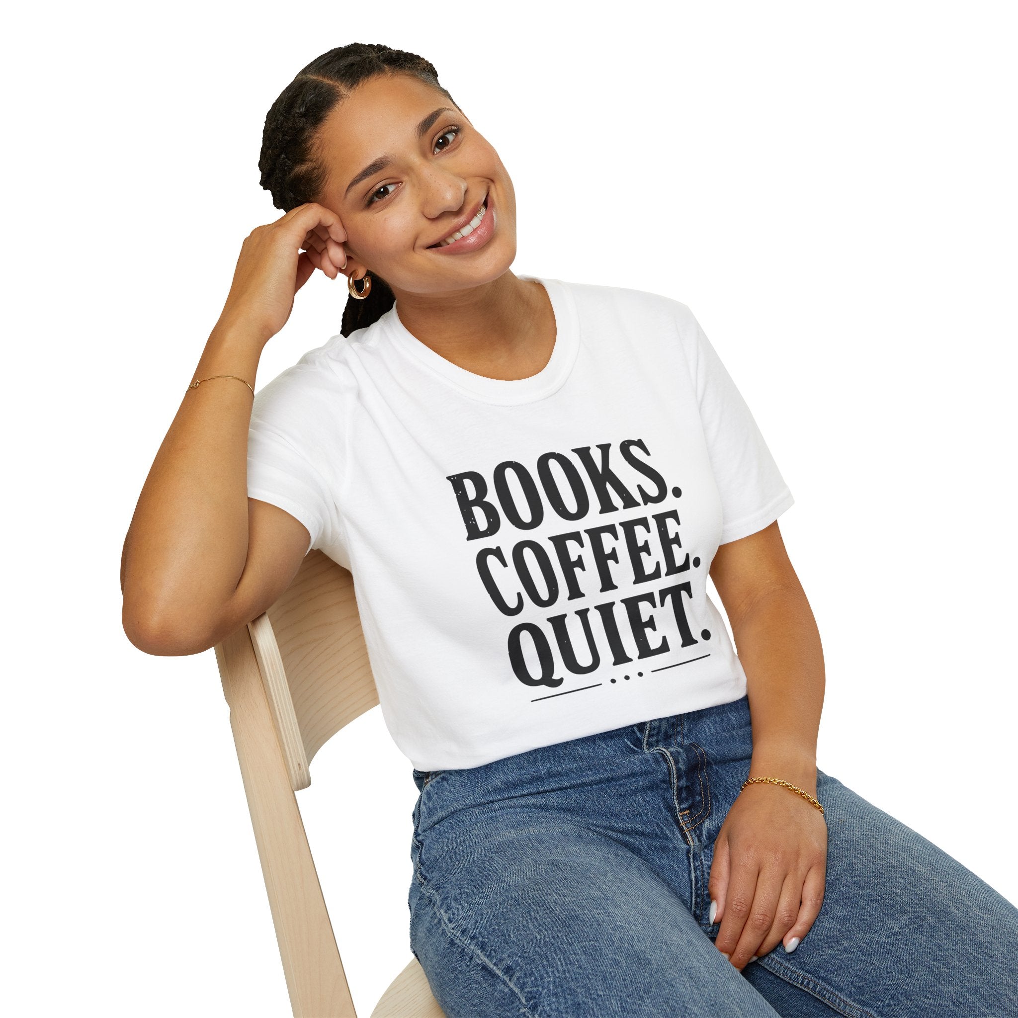 Books Coffee Quiet Minimalist Introvert T-Shirt