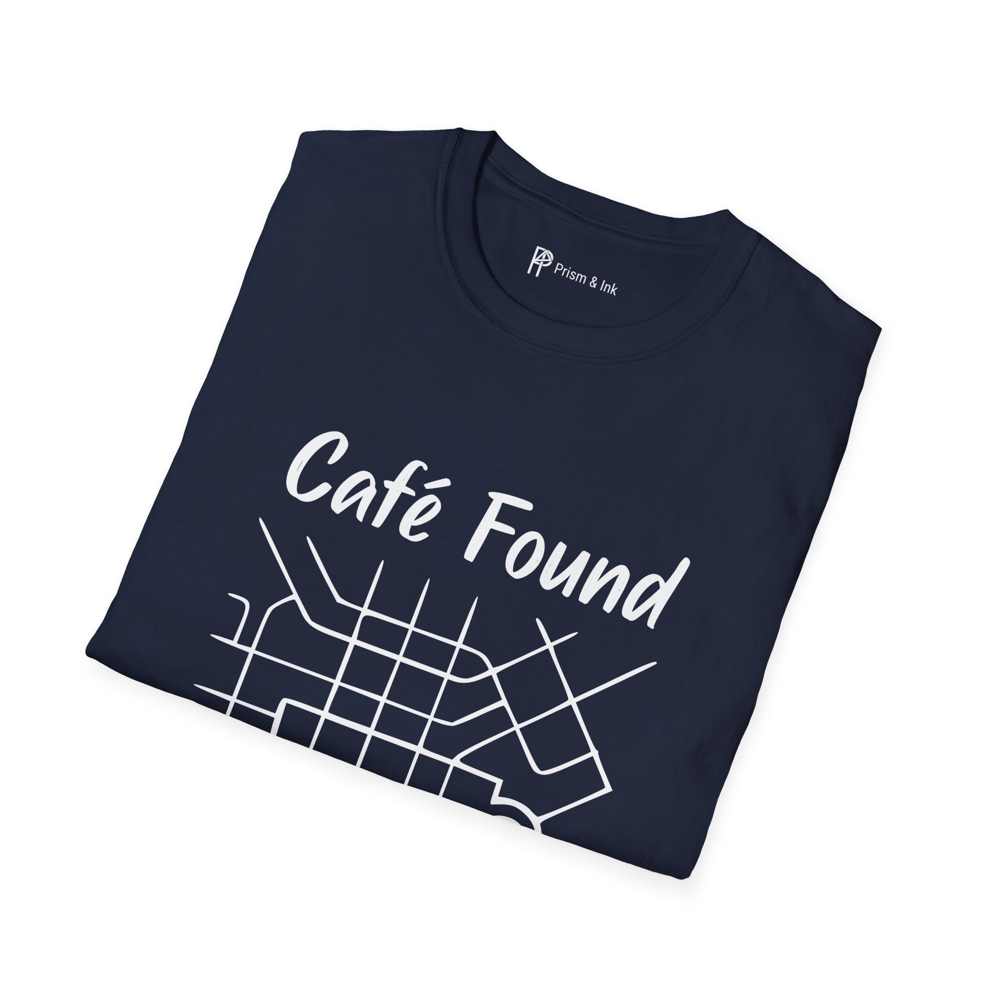 Café Found T-Shirt — Urban Map Grid and Cup Graph