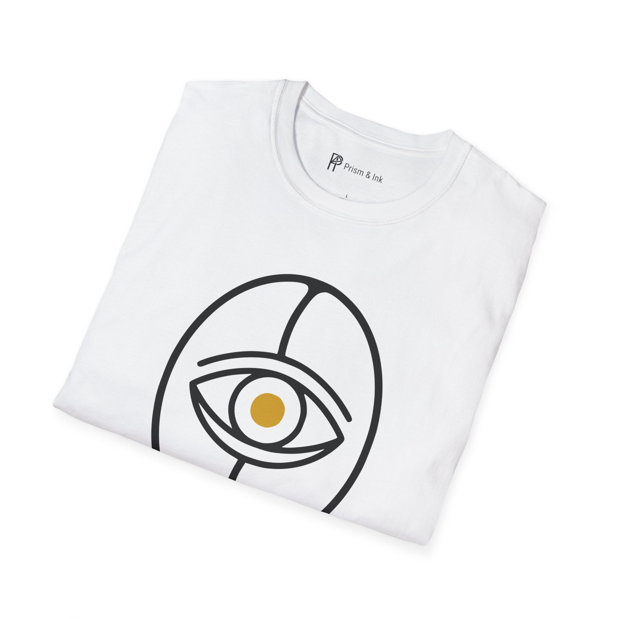 Awaken T-Shirt — Minimalist Coffee Bean and Eye Graphic