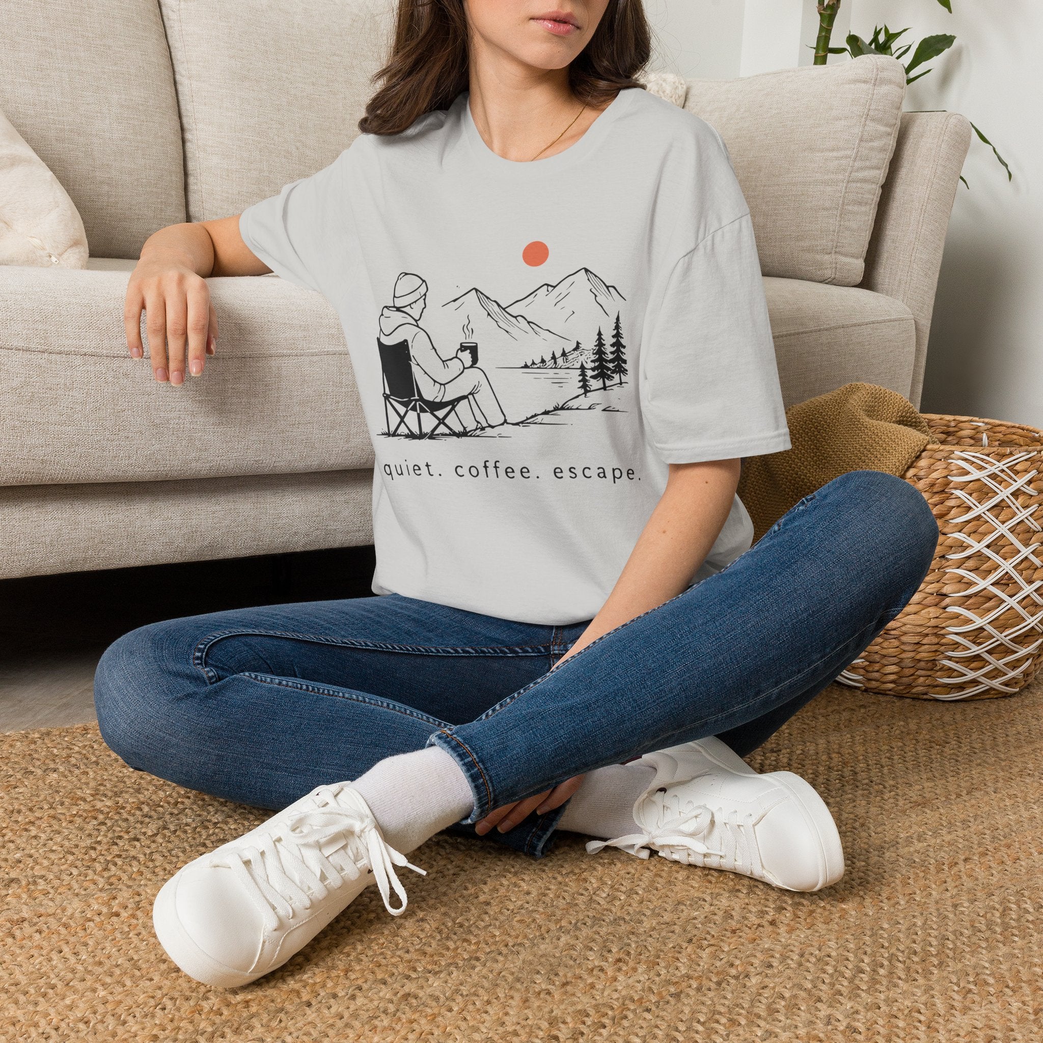 Quiet Coffee Escape Mountain Camping T-Shirt