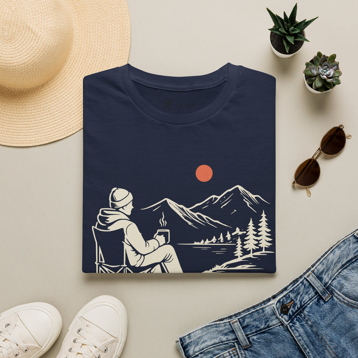 Quiet Coffee Escape Mountain Camping T-Shirt