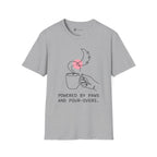 Powered by Paws T-Shirt — Minimalist Pet Lover & Coffee Pour-Over Graphic