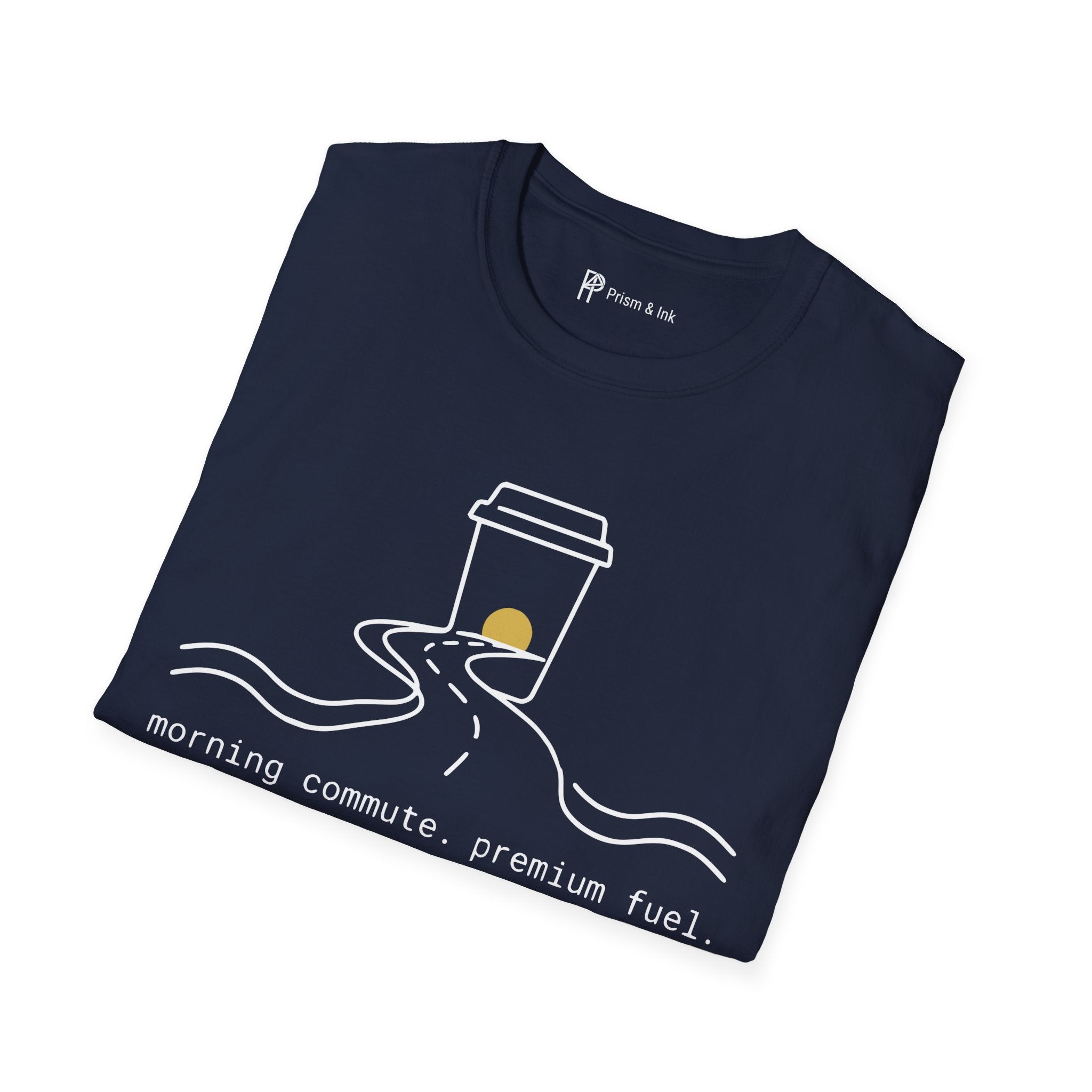 Morning Commute T-Shirt — Minimalist Highway & Premium Fuel Graphic