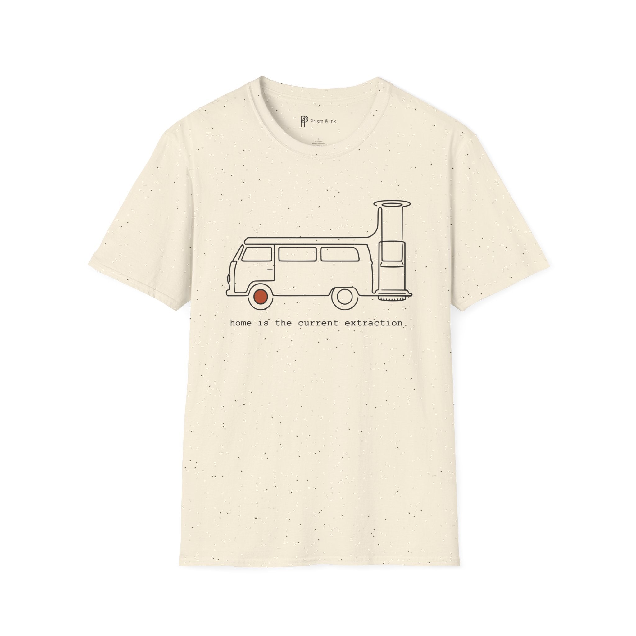 Van Life Exploration T-Shirt — Minimalist Camper & AeroPress "Anywhere" Art