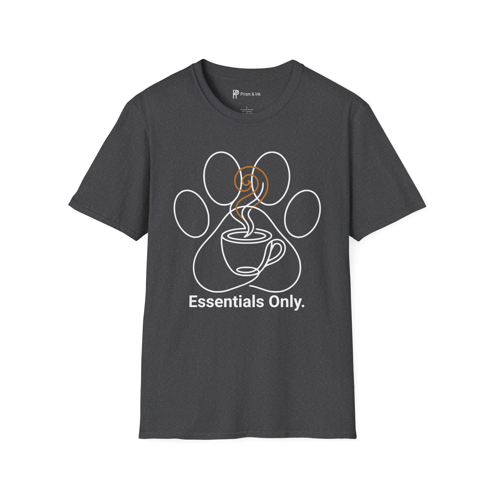 Minimalist Paw and Coffee Cup T-Shirt