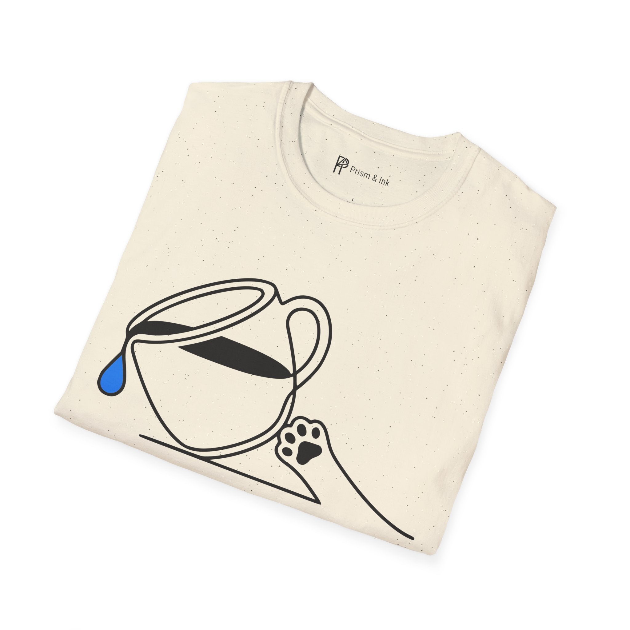 Pure Brewing Paws T-Shirt — Minimalist Coffee Drop & Pet Paw Graphic