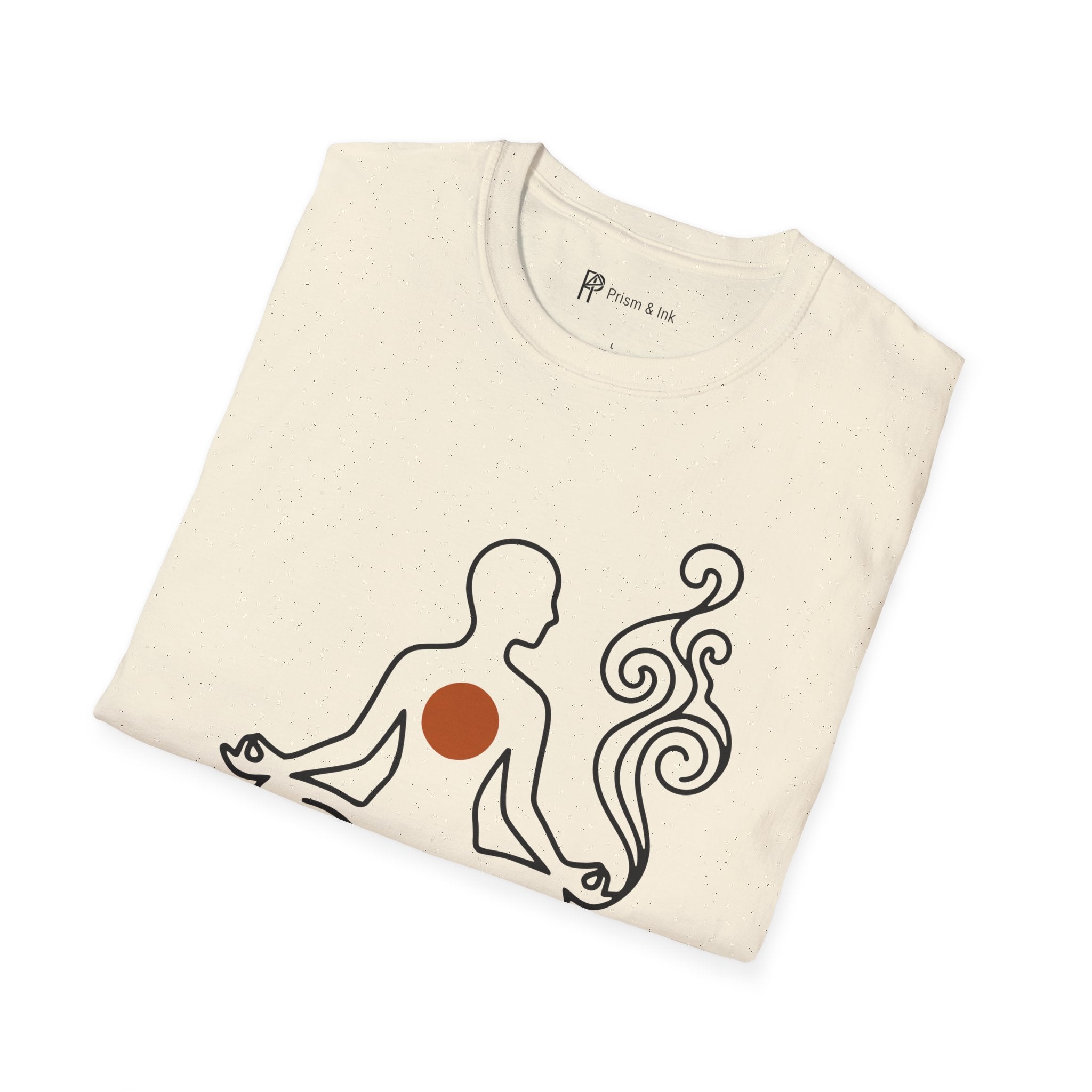 Breathe, Brew, Begin T-Shirt — Minimalist Zen Meditation & Coffee Art