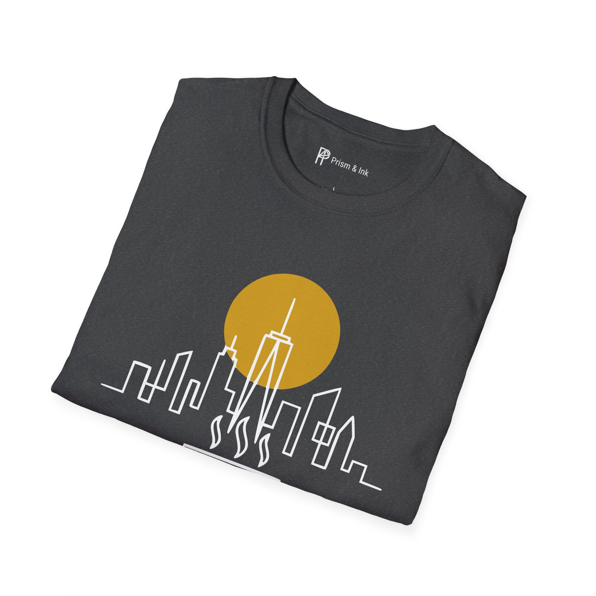 Urban Ritual T-Shirt — City Skyline Steam and Coffee Cup