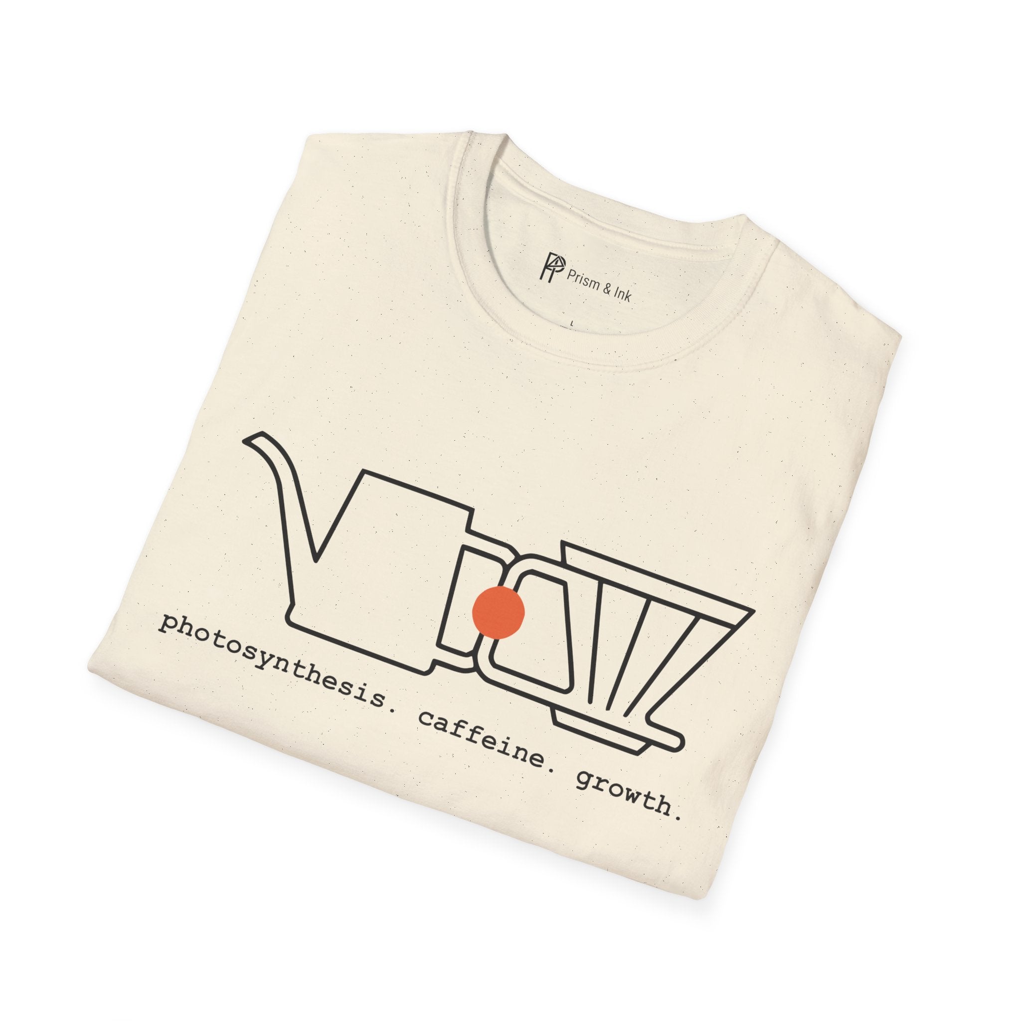 photosynthesis caffeine growth T-Shirt — Minimalist Watering Can & Coffee Dripper "Growth" Art