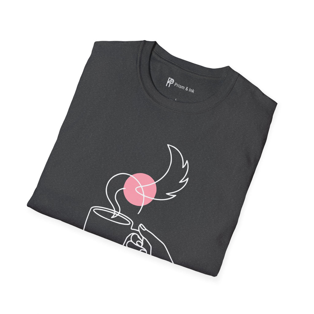 Powered by Paws T-Shirt — Minimalist Pet Lover & Coffee Pour-Over Graphic