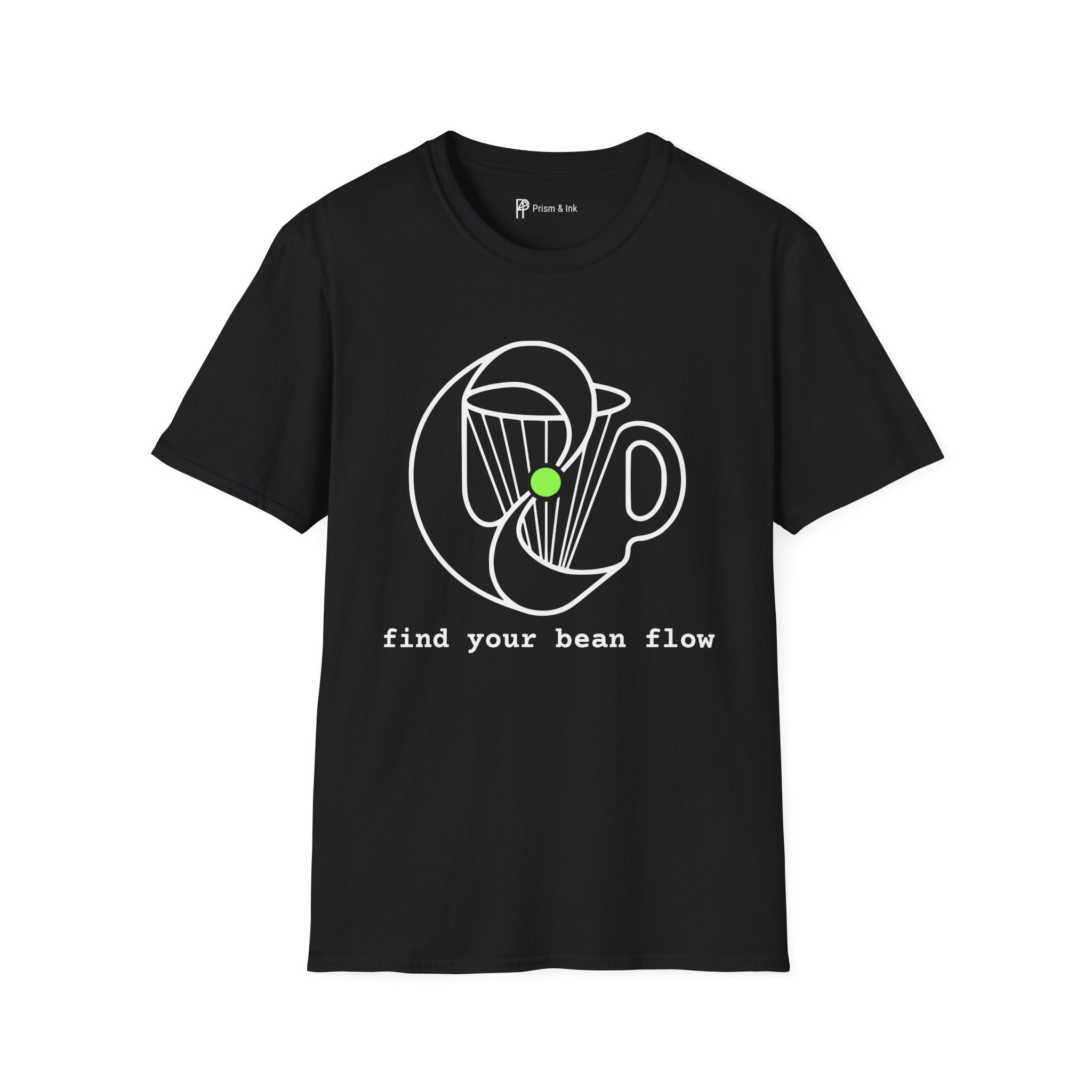 Find Your Bean Flow T-Shirt — Minimalist Coffee Ritual & Bio-Rhythm Line Art