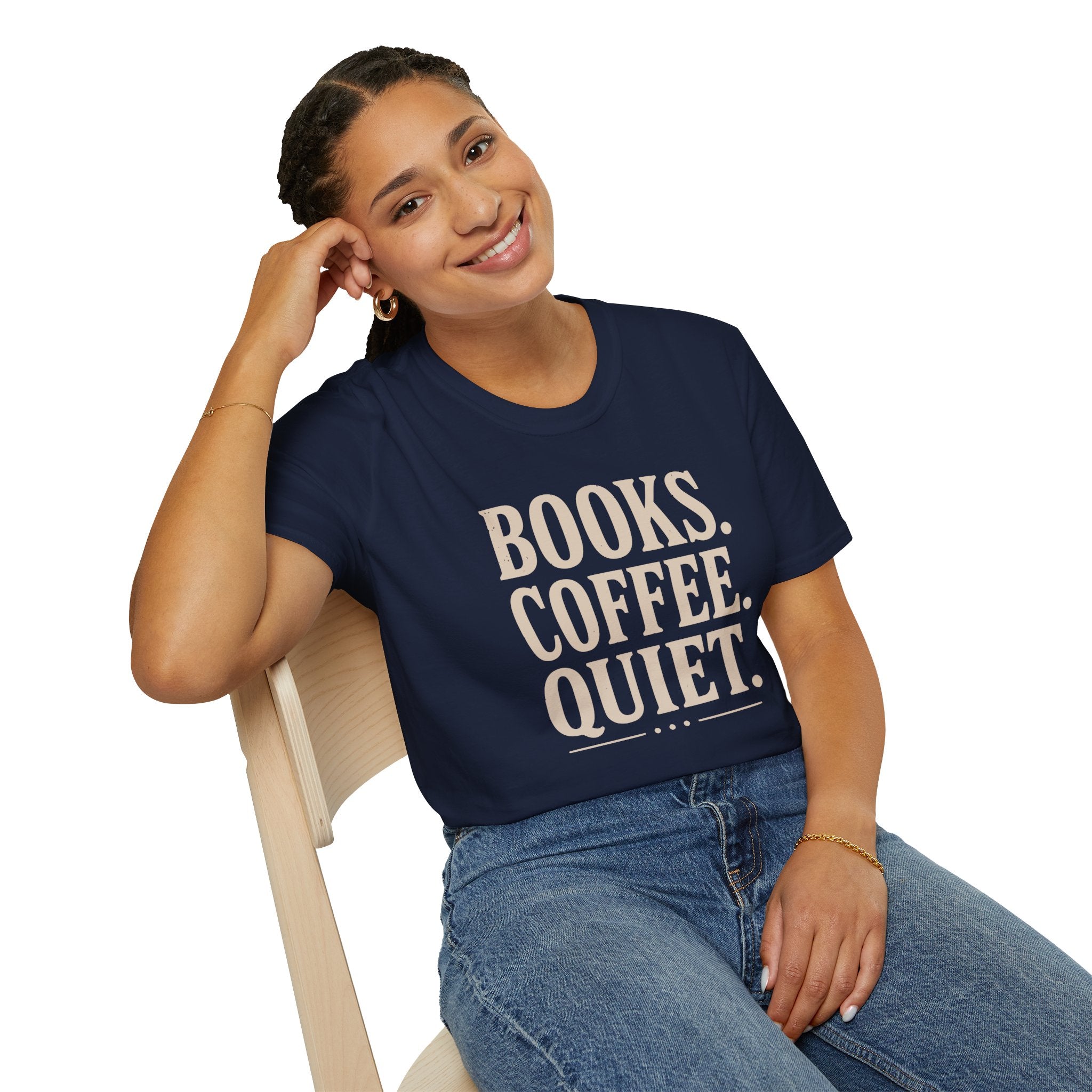 Books Coffee Quiet Minimalist Introvert T-Shirt